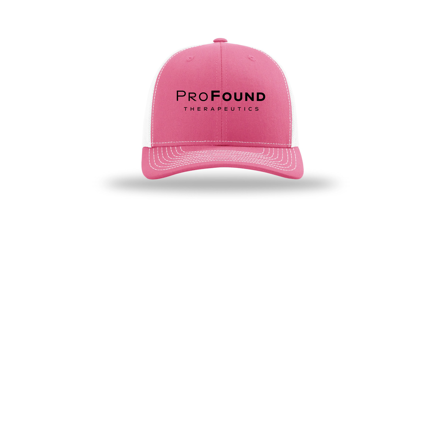 profoundtx-richardson-trucker-cap-embroidery-capfront-R112-hotpinkwhite-flat-front