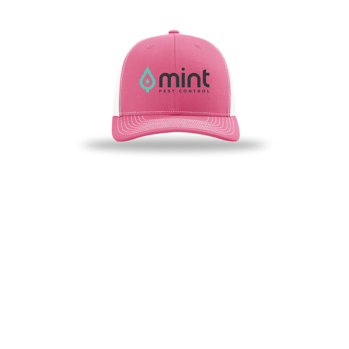 mintpest-richardson-trucker-cap-embroidery-capfront-R112-hotpinkwhite-flat-front