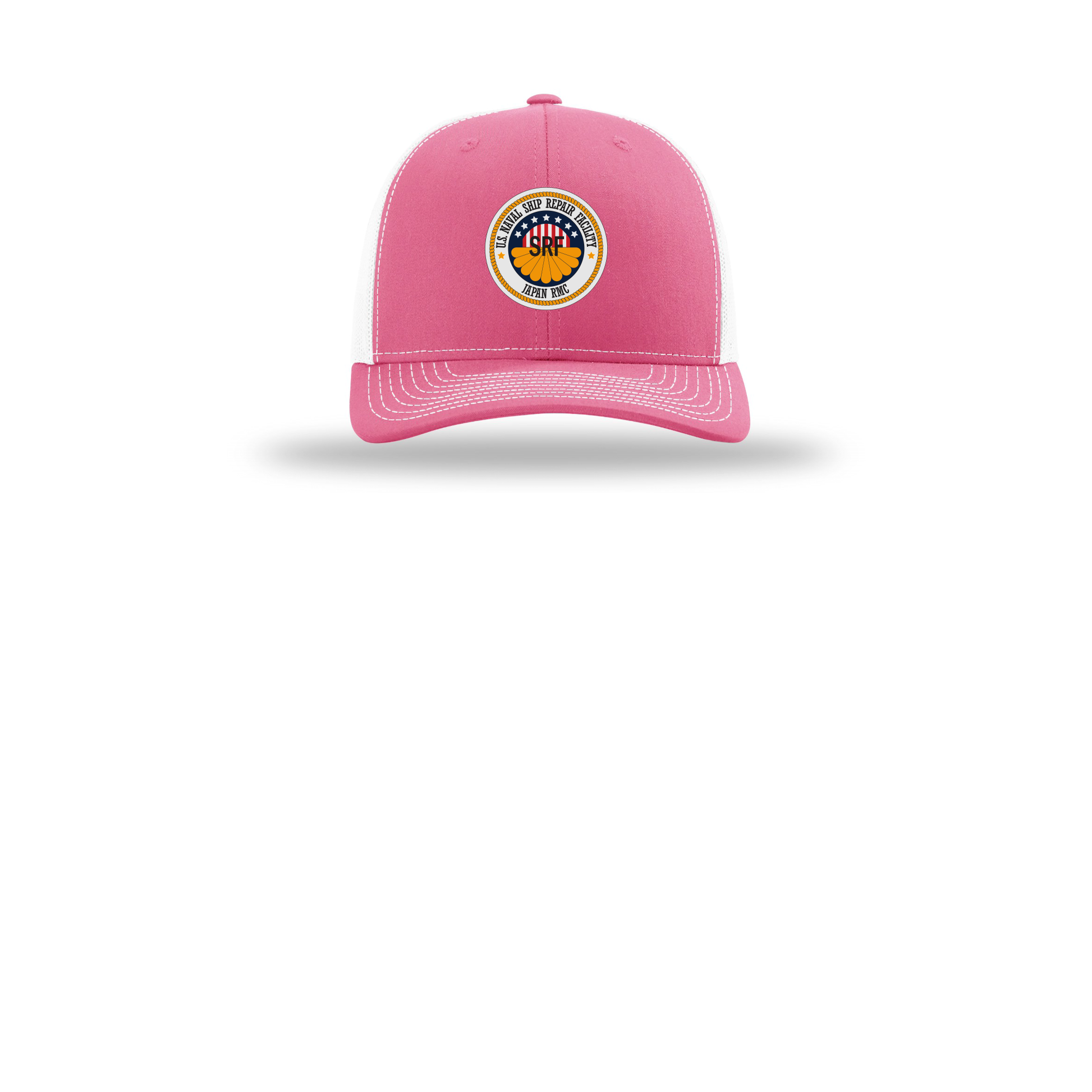 srf-jrmc-richardson-trucker-cap-embroidery-capfront-R112-hotpinkwhite-flat-front