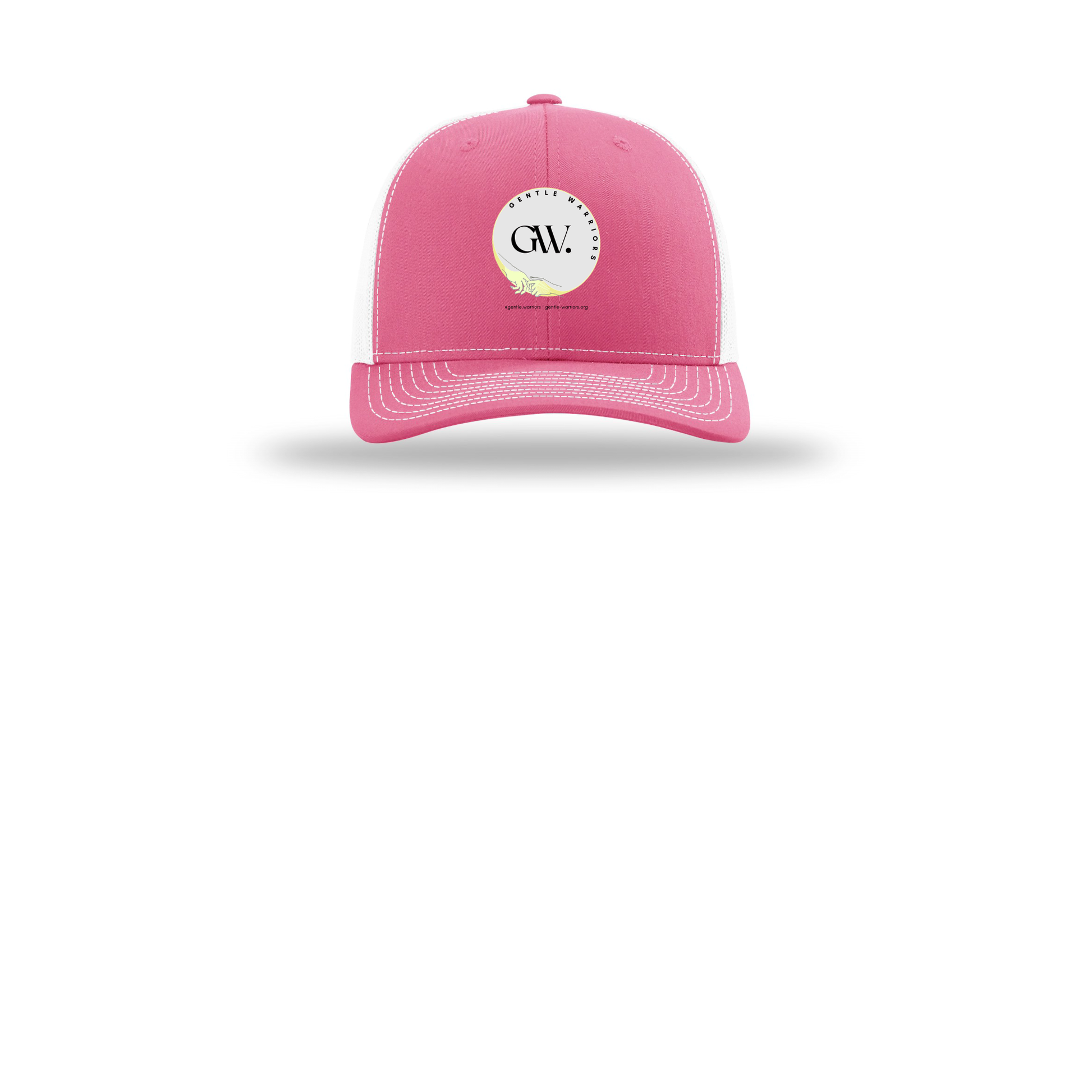 gentle-warriors-richardson-trucker-cap-embroidery-capfront-R112-hotpinkwhite-flat-front
