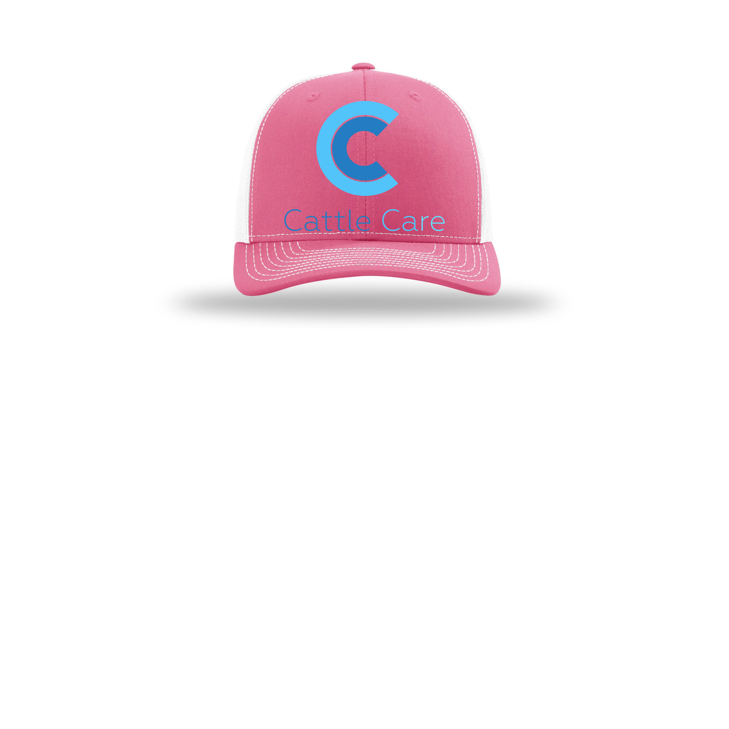 cattle-care-richardson-trucker-cap-embroidery-capfront-R112-hotpinkwhite-flat-front