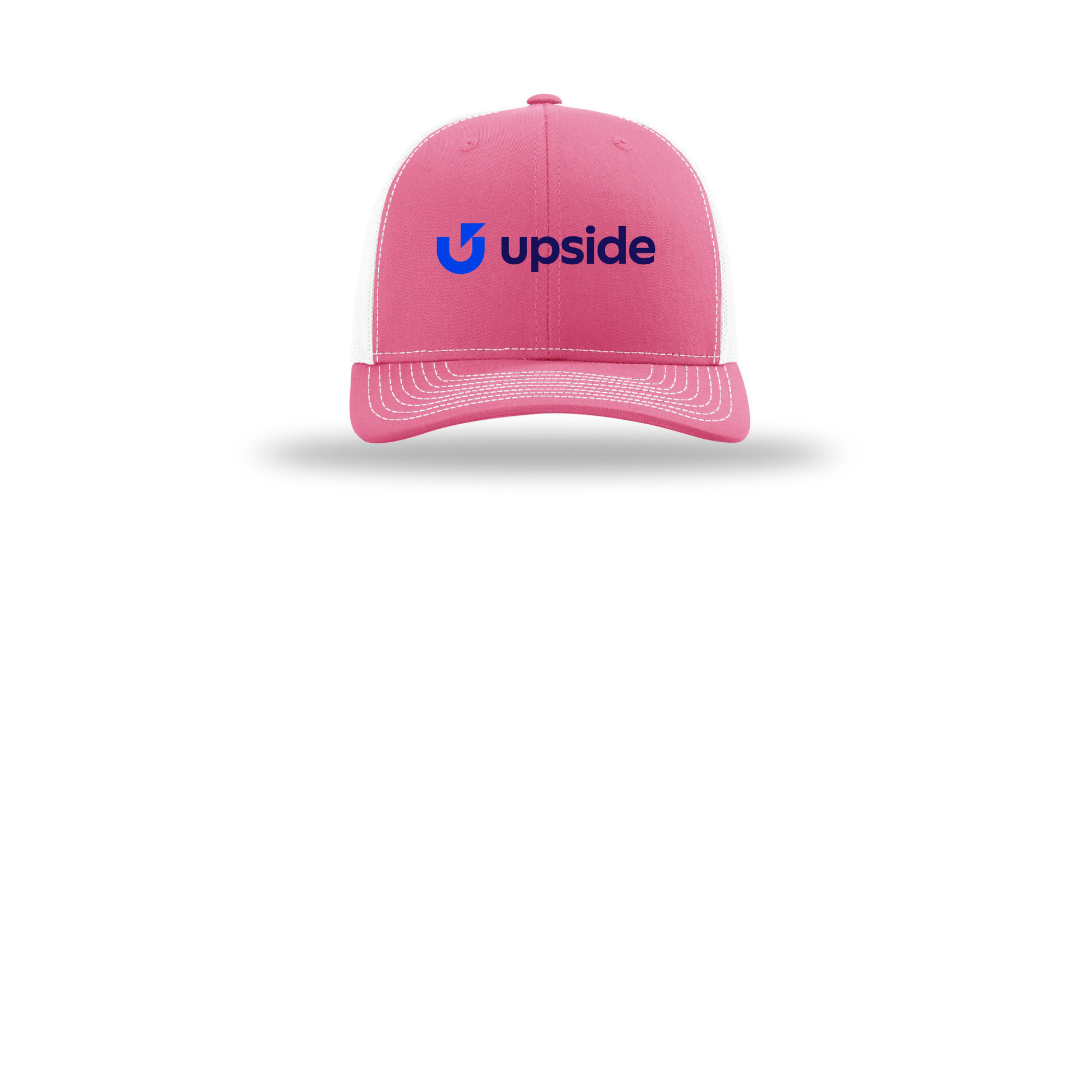 upside-richardson-trucker-cap-embroidery-capfront-R112-hotpinkwhite-flat-front