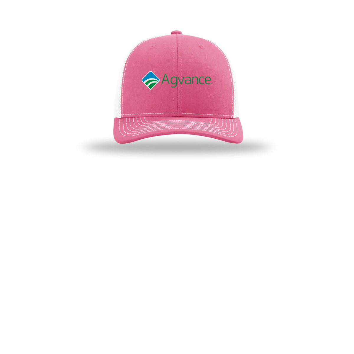 agvance-richardson-trucker-cap-embroidery-capfront-R112-hotpinkwhite-flat-front