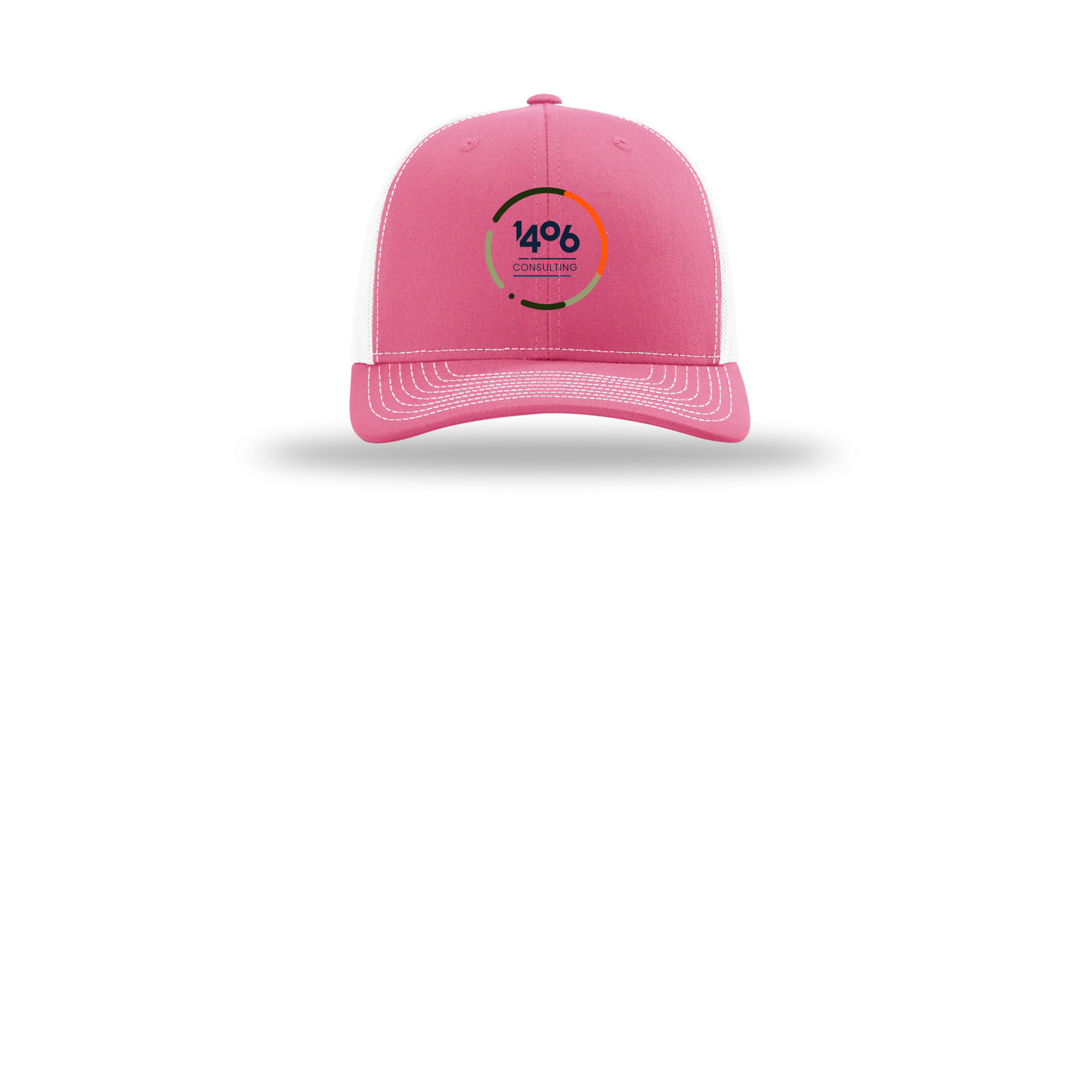 1406consulting-richardson-trucker-cap-embroidery-capfront-R112-hotpinkwhite-flat-front