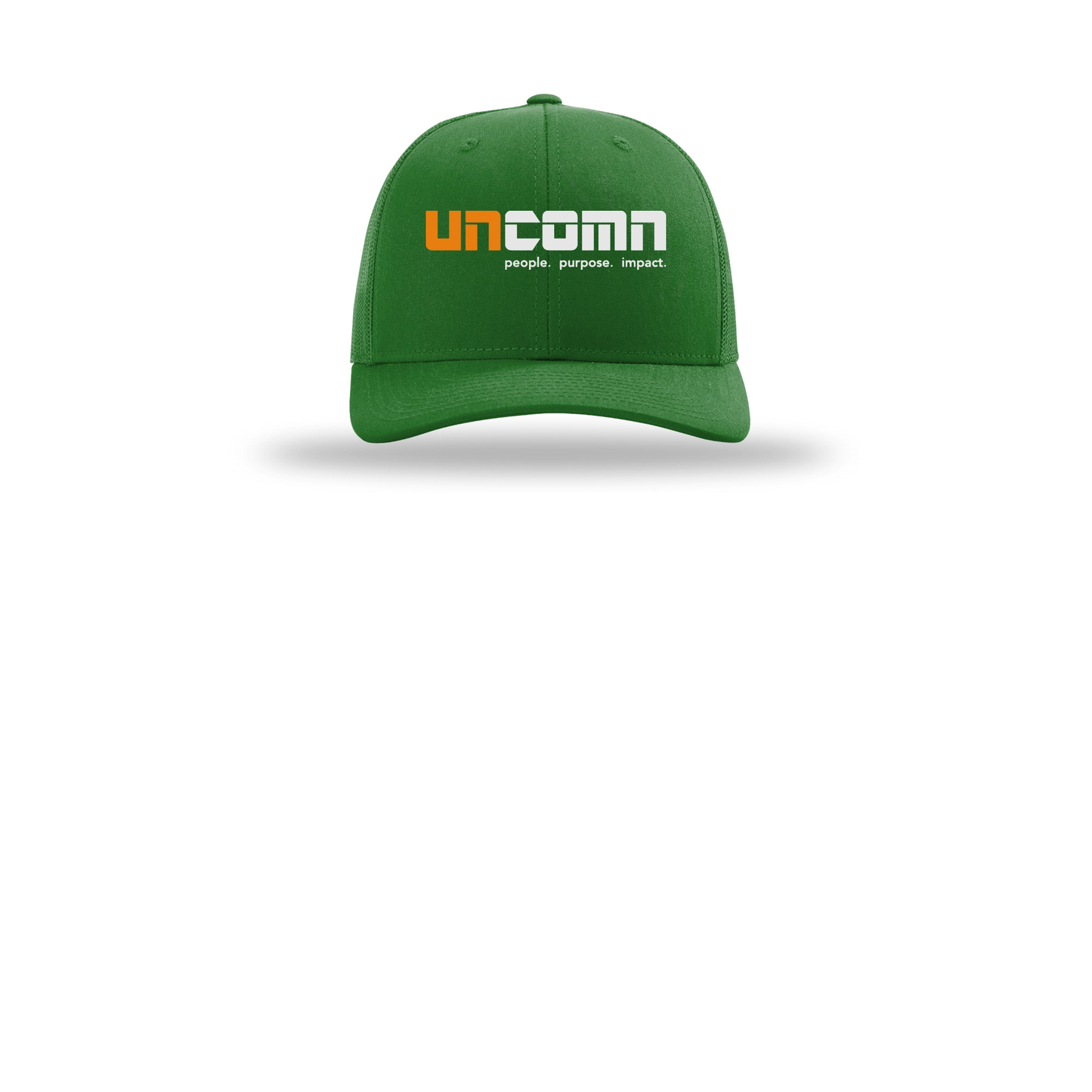 uncomn-richardson-trucker-cap-embroidery-capfront-R112-kelly-flat-front