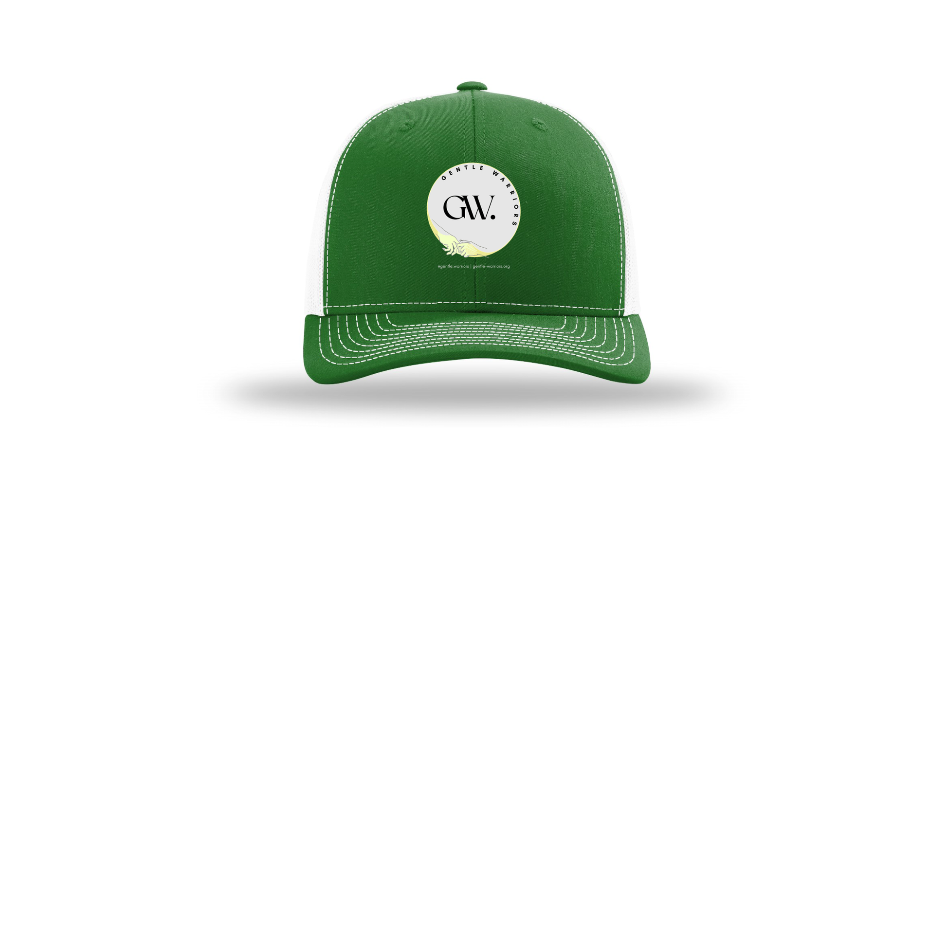 gentle-warriors-richardson-trucker-cap-embroidery-capfront-R112-kellywhite-flat-front