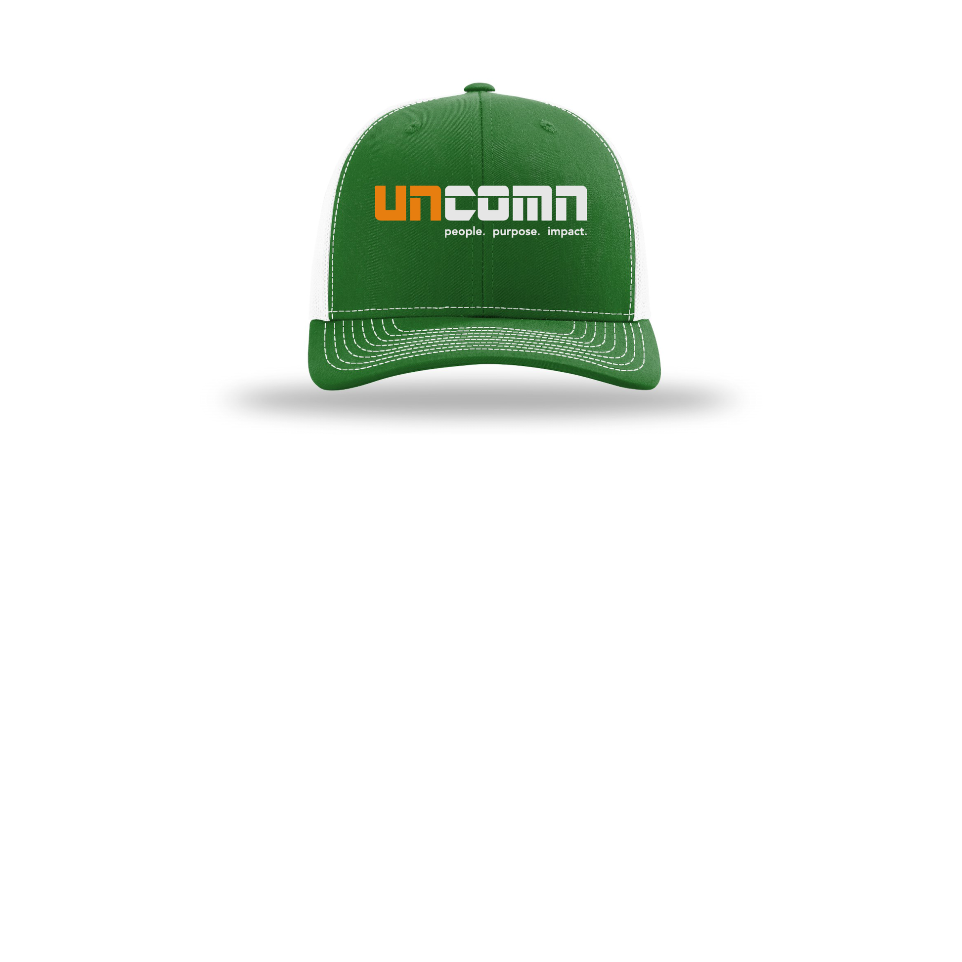 uncomn-richardson-trucker-cap-embroidery-capfront-R112-kellywhite-flat-front