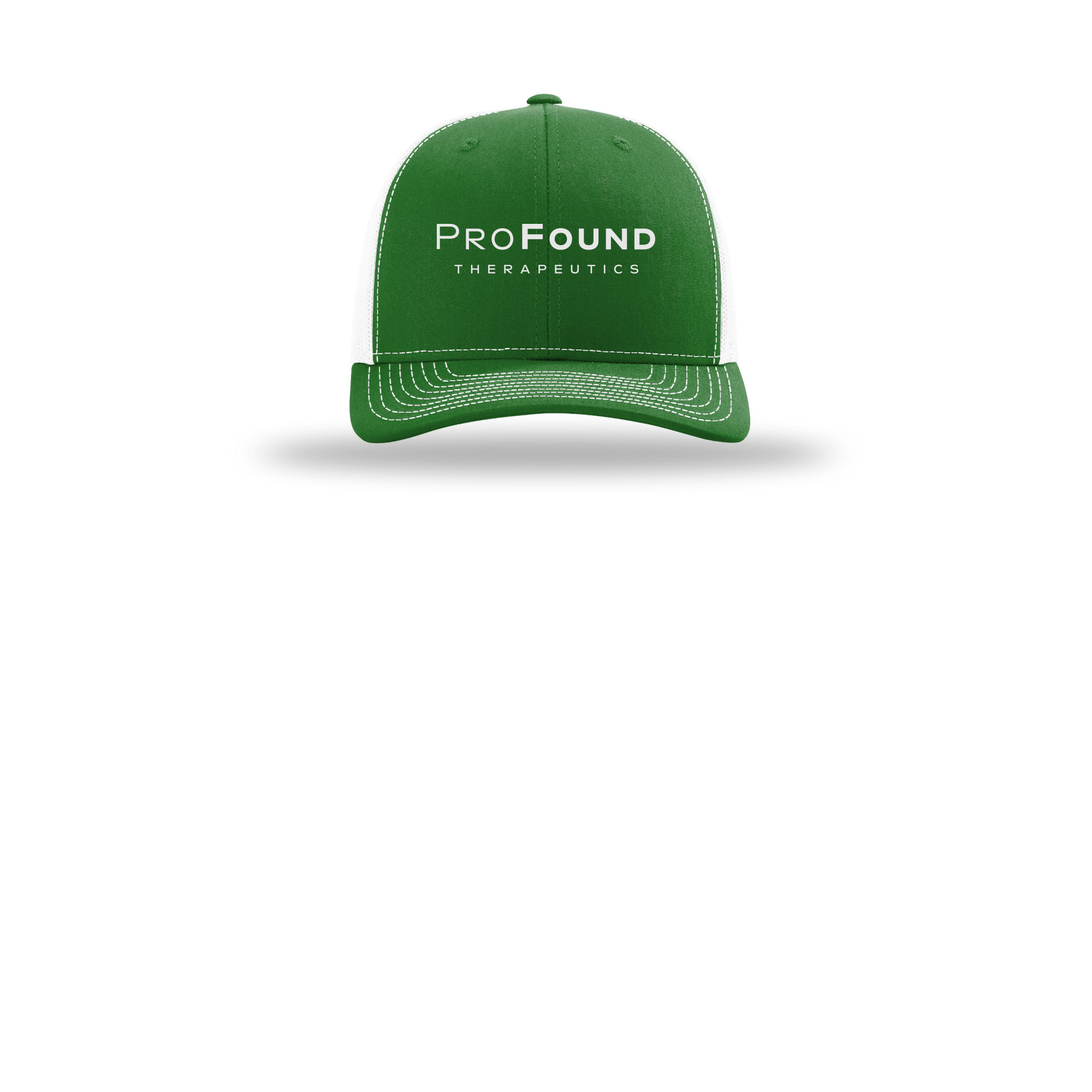 profoundtx-richardson-trucker-cap-embroidery-capfront-R112-kellywhite-flat-front