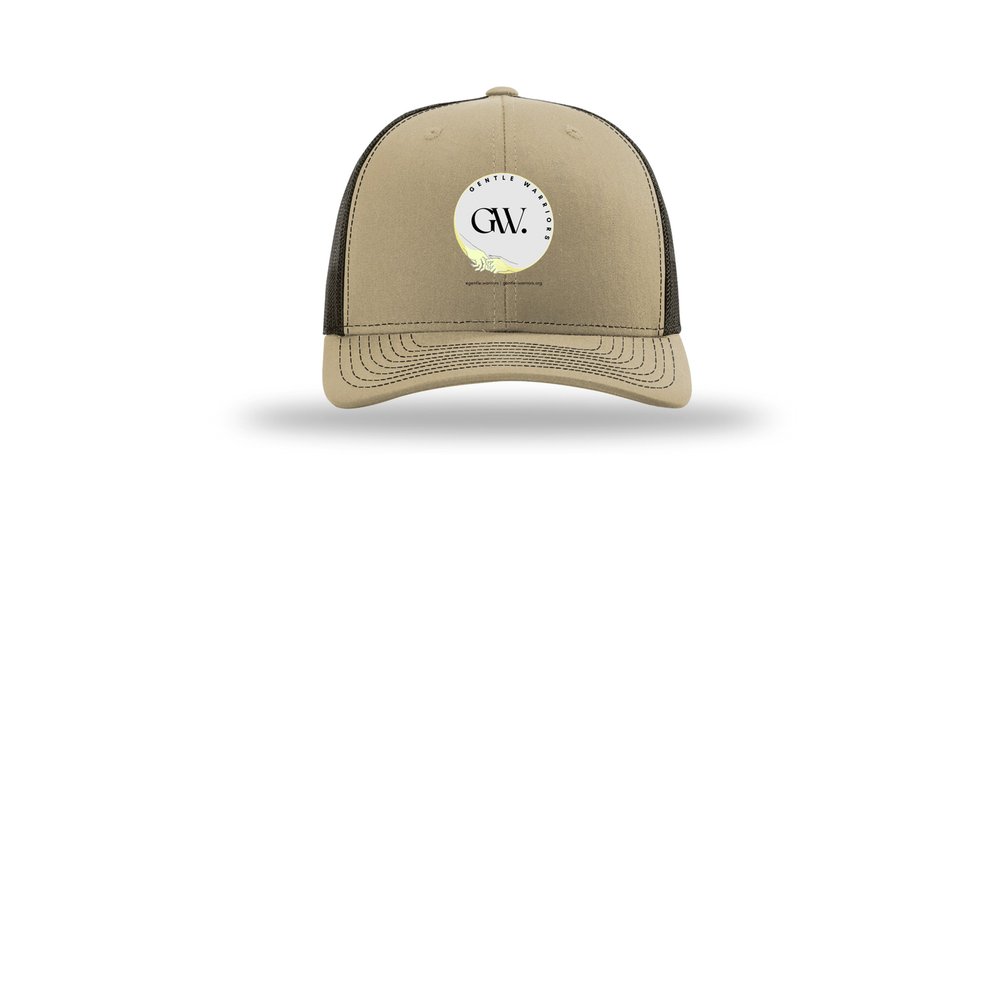 gentle-warriors-richardson-trucker-cap-embroidery-capfront-R112-khakicoffee-flat-front