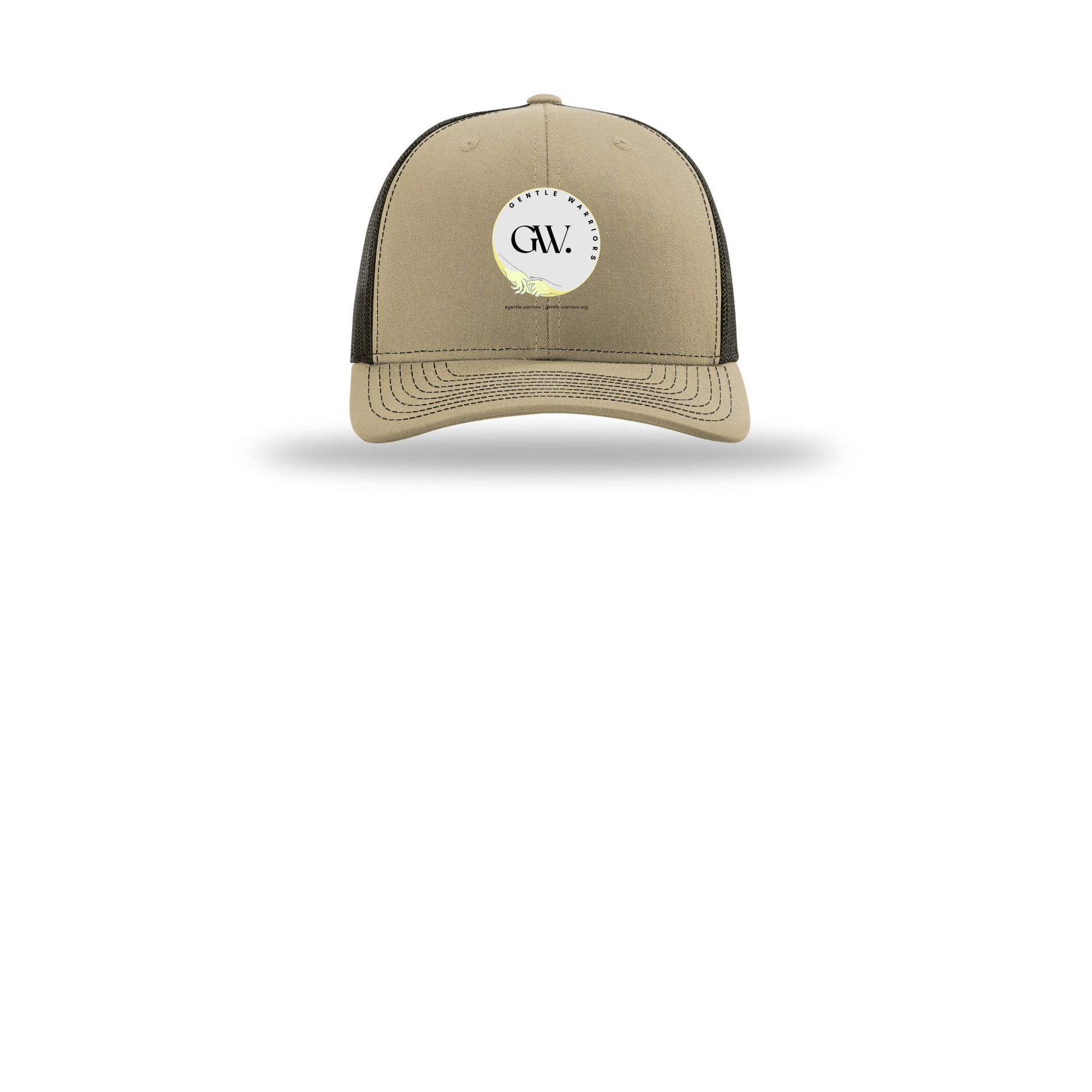 gentle-warriors-richardson-trucker-cap-embroidery-capfront-R112-khakicoffee-flat-front