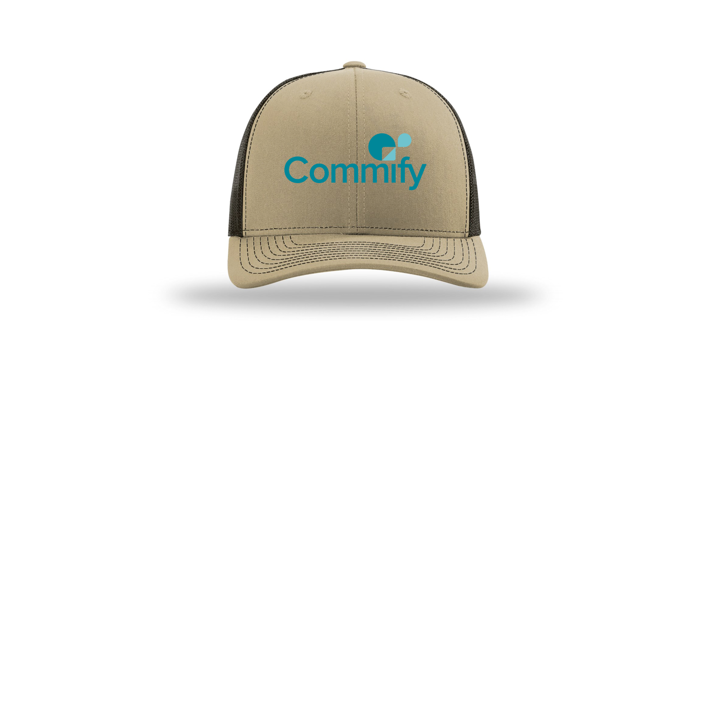 commify-richardson-trucker-cap-embroidery-capfront-R112-khakicoffee-flat-front