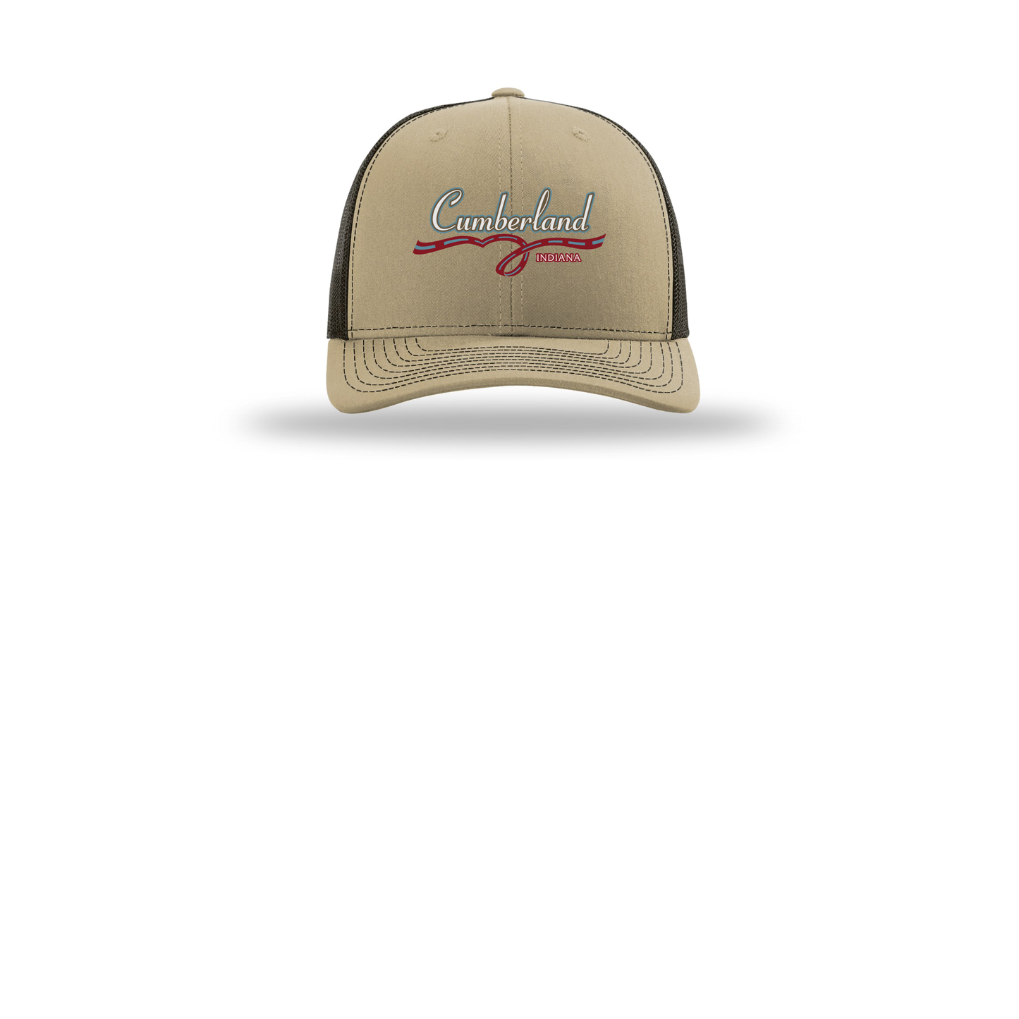 cumberland-richardson-trucker-cap-embroidery-capfront-R112-khakicoffee-flat-front