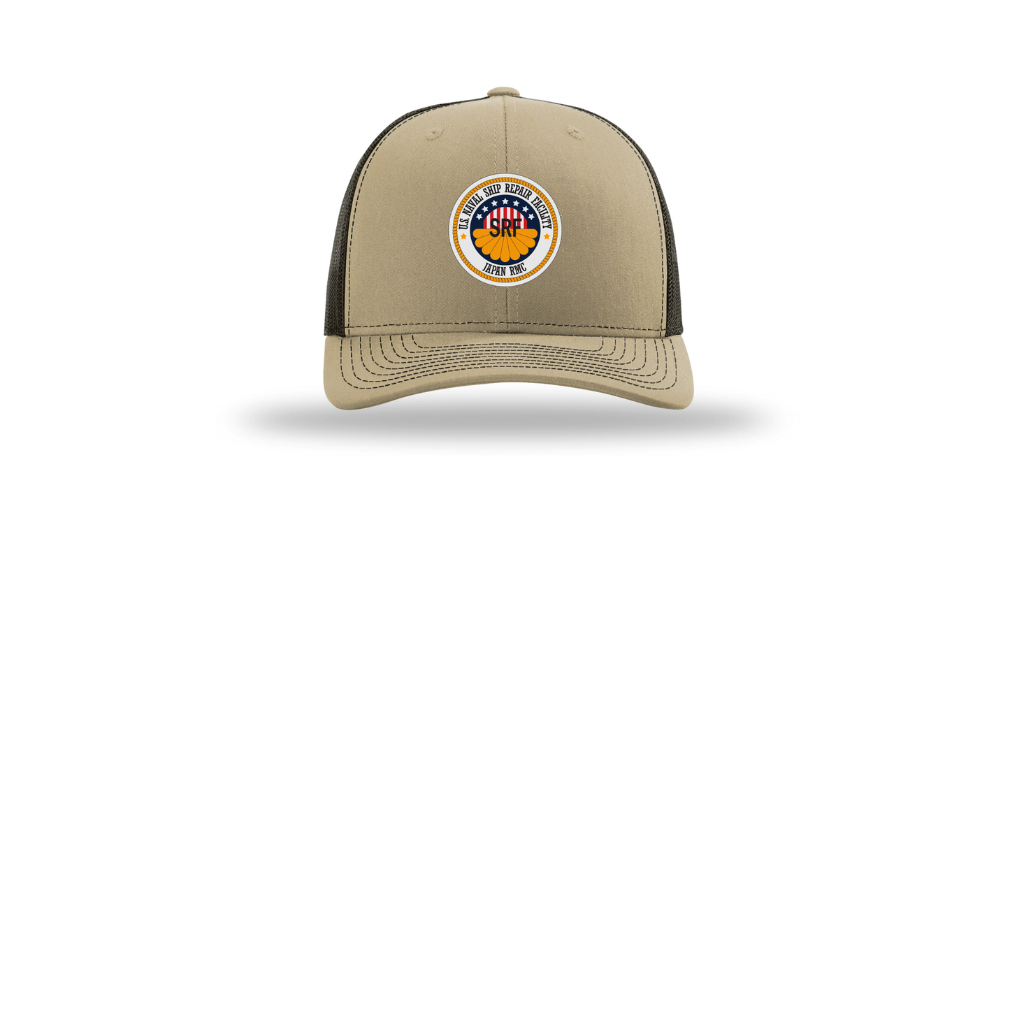srf-jrmc-richardson-trucker-cap-embroidery-capfront-R112-khakicoffee-flat-front
