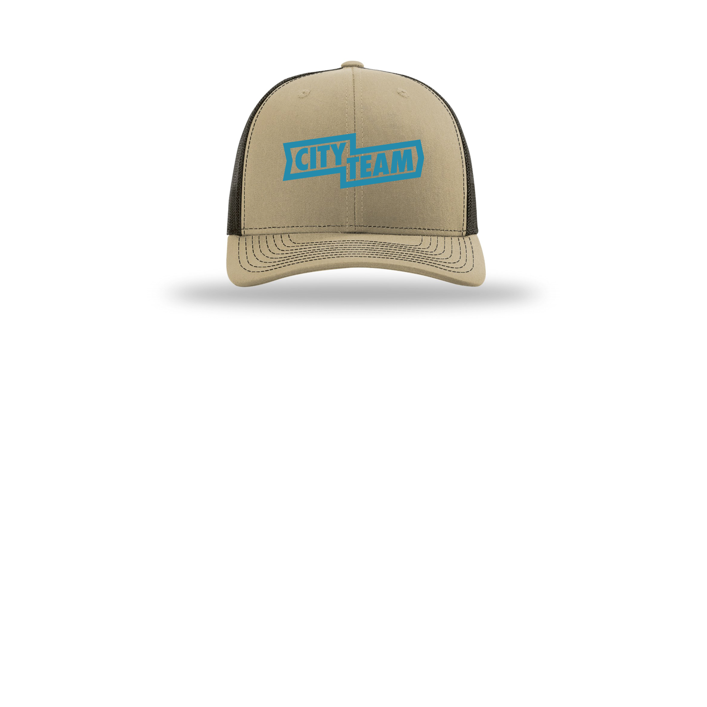 cityteam-richardson-trucker-cap-embroidery-capfront-R112-khakicoffee-flat-front