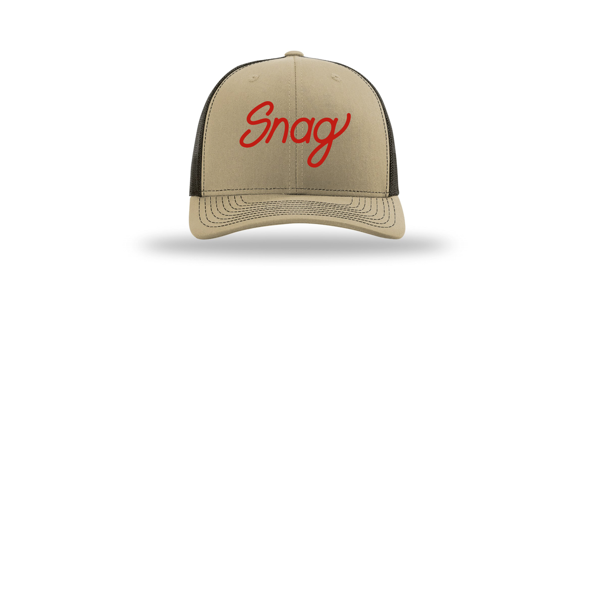 snagdelivery-richardson-trucker-cap-embroidery-capfront-R112-khakicoffee-flat-front