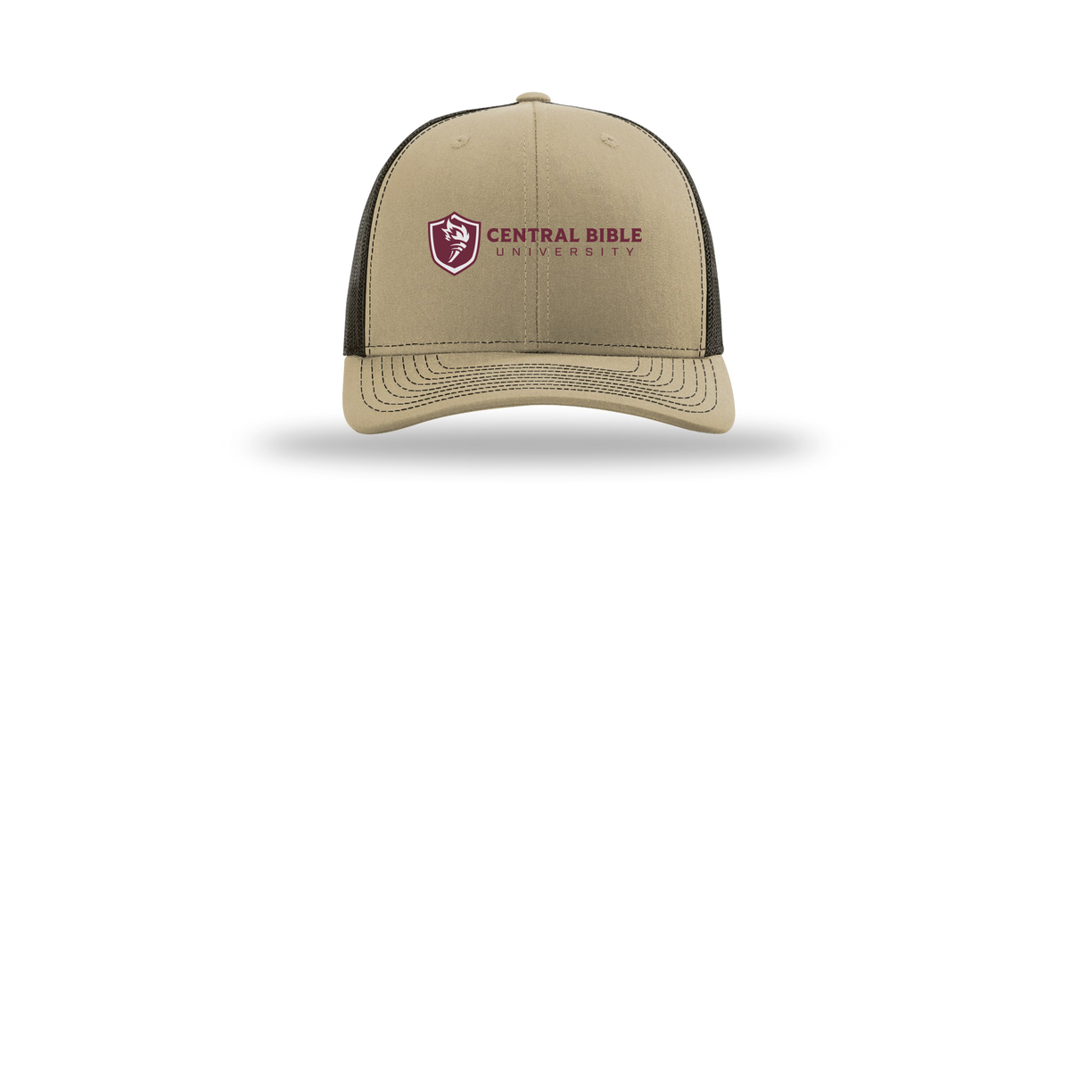 centralbible-richardson-trucker-cap-embroidery-capfront-R112-khakicoffee-flat-front