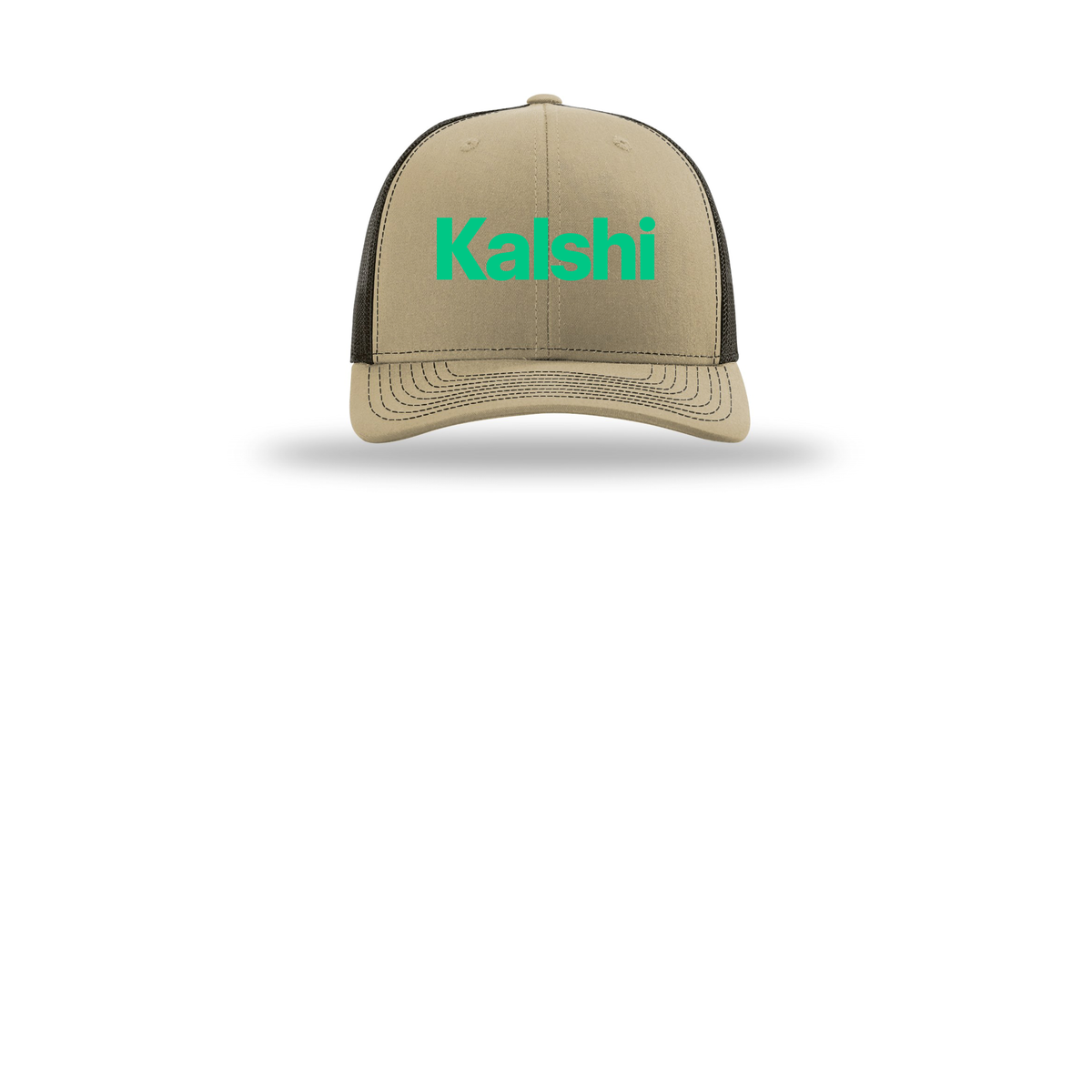 kalshi-richardson-trucker-cap-embroidery-capfront-R112-khakicoffee-flat-front