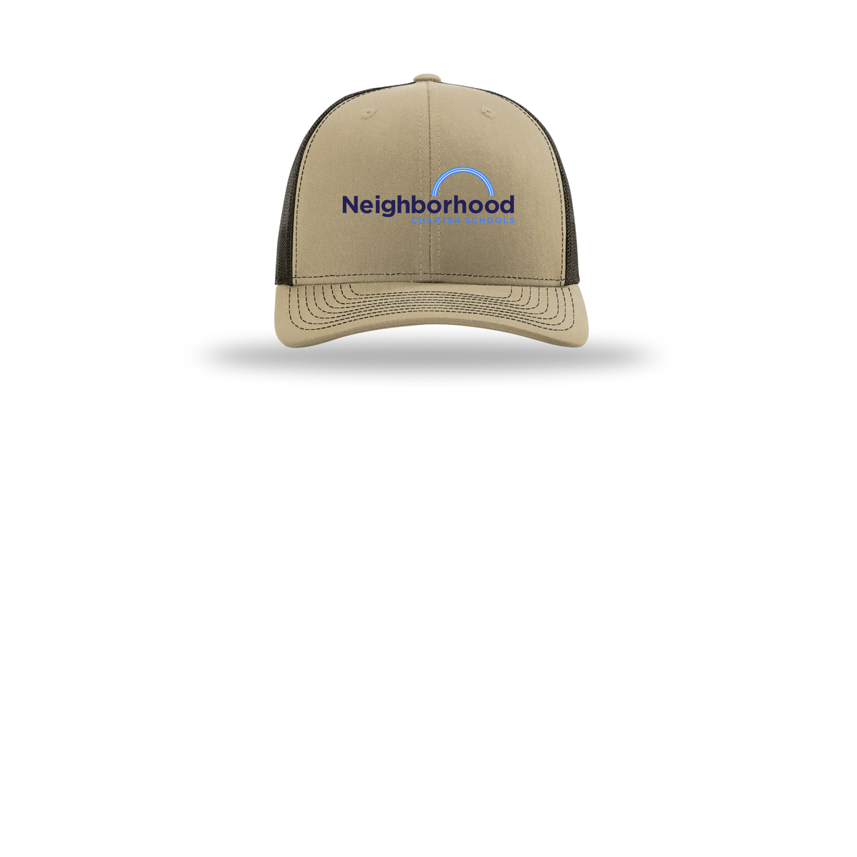 ncschools-richardson-trucker-cap-embroidery-capfront-R112-khakicoffee-flat-front