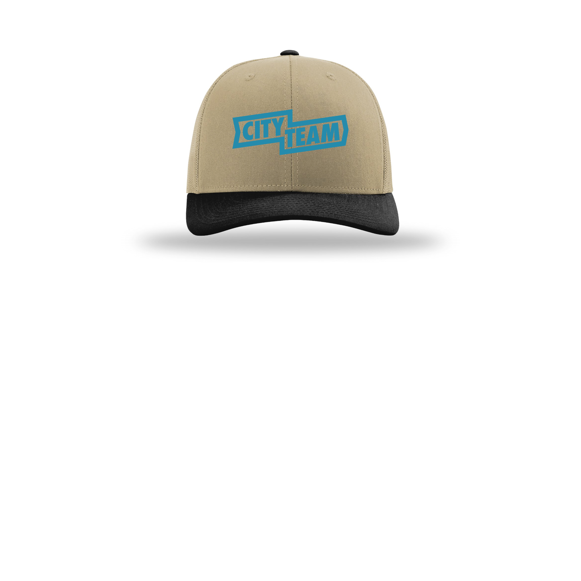 cityteam-richardson-trucker-cap-embroidery-capfront-R112-khakikhakiblack-flat-front