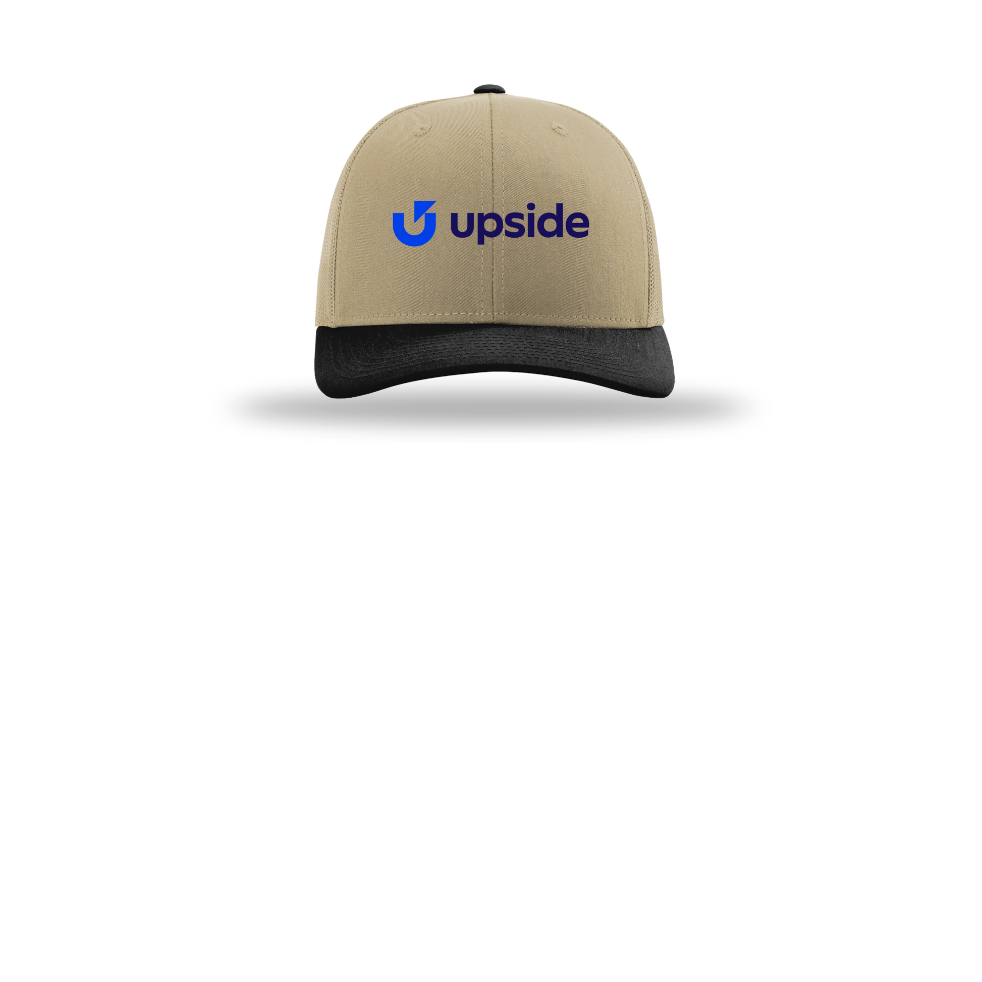upside-richardson-trucker-cap-embroidery-capfront-R112-khakikhakiblack-flat-front