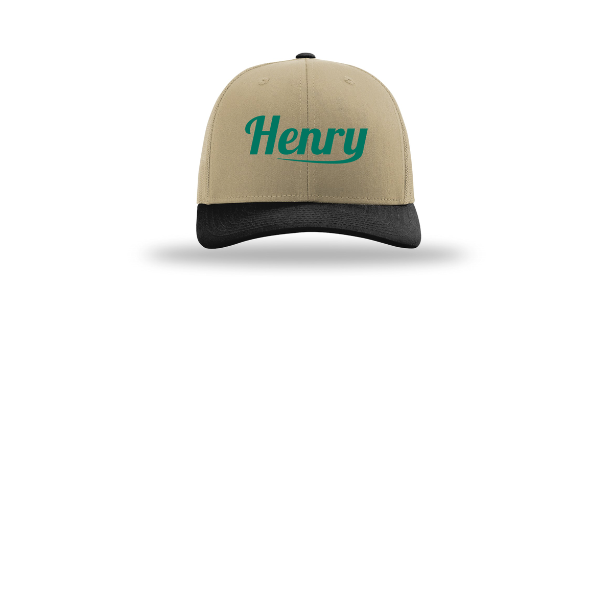 henrymeds-richardson-trucker-cap-embroidery-capfront-R112-khakikhakiblack-flat-front