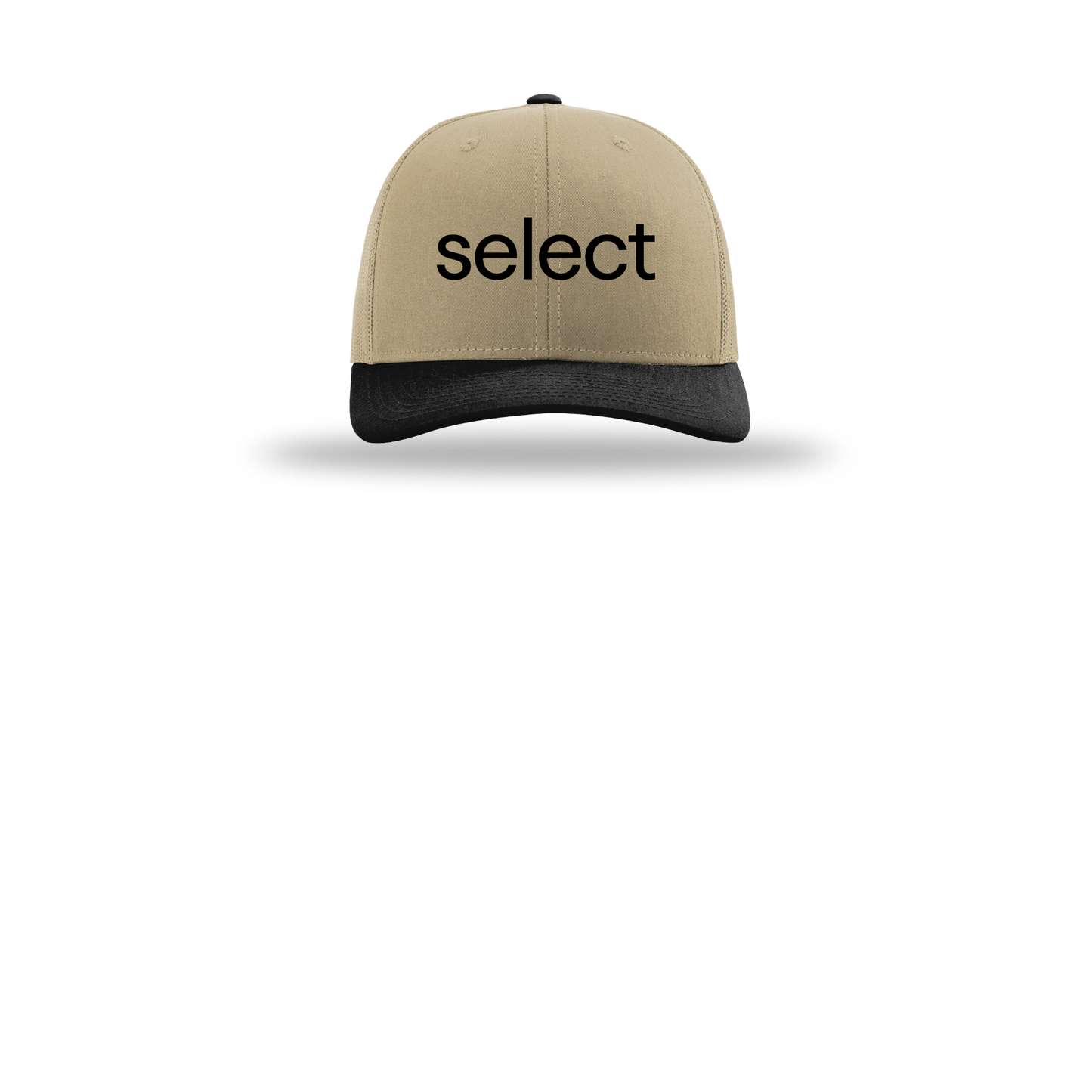 meetselect-richardson-trucker-cap-embroidery-capfront-R112-khakikhakiblack-flat-front