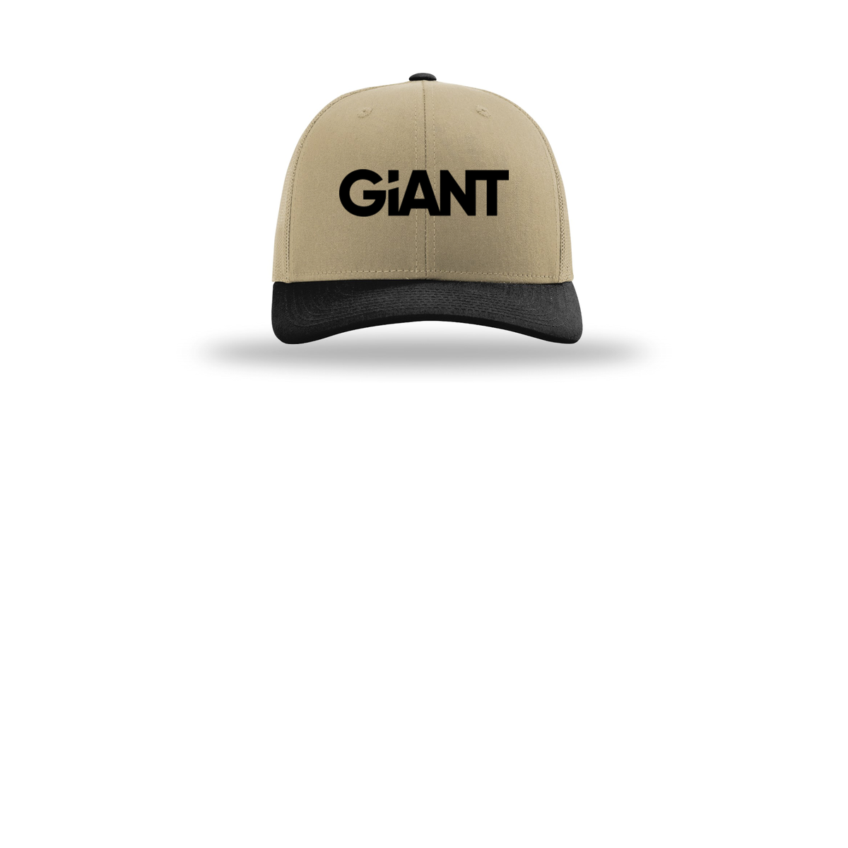giantworldwide-richardson-trucker-cap-embroidery-capfront-R112-khakikhakiblack-flat-front