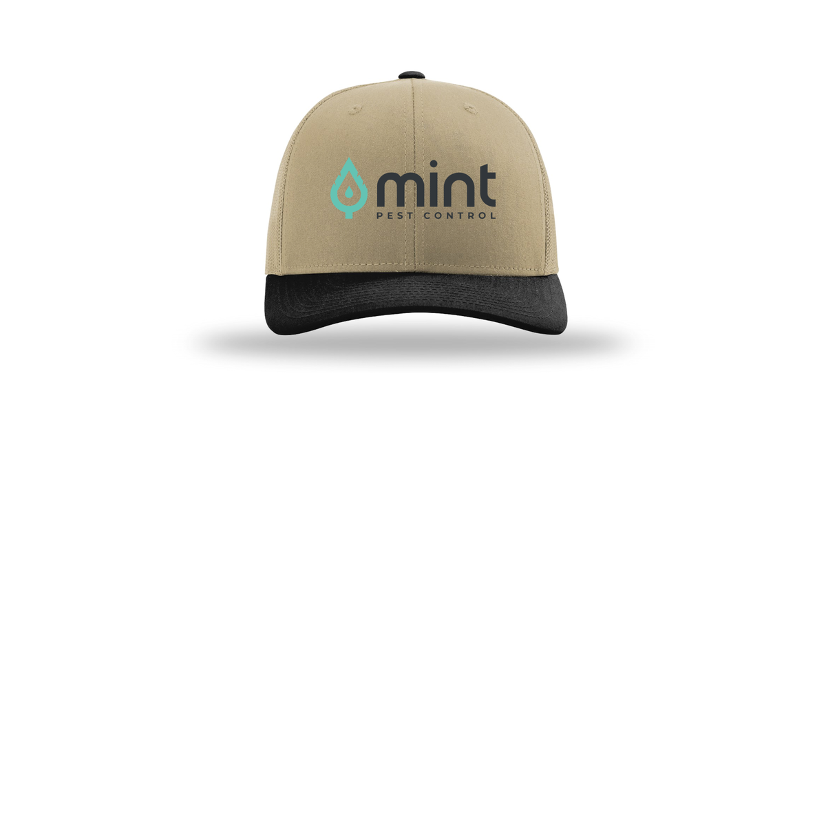 mintpest-richardson-trucker-cap-embroidery-capfront-R112-khakikhakiblack-flat-front