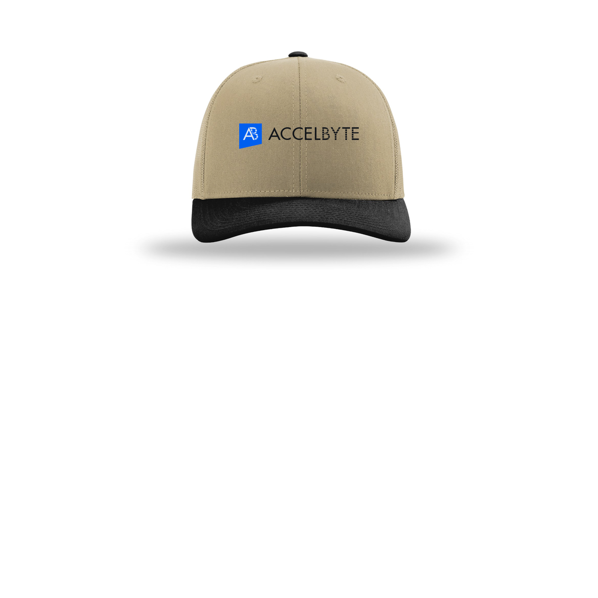 accelbyte-richardson-trucker-cap-embroidery-capfront-R112-khakikhakiblack-flat-front