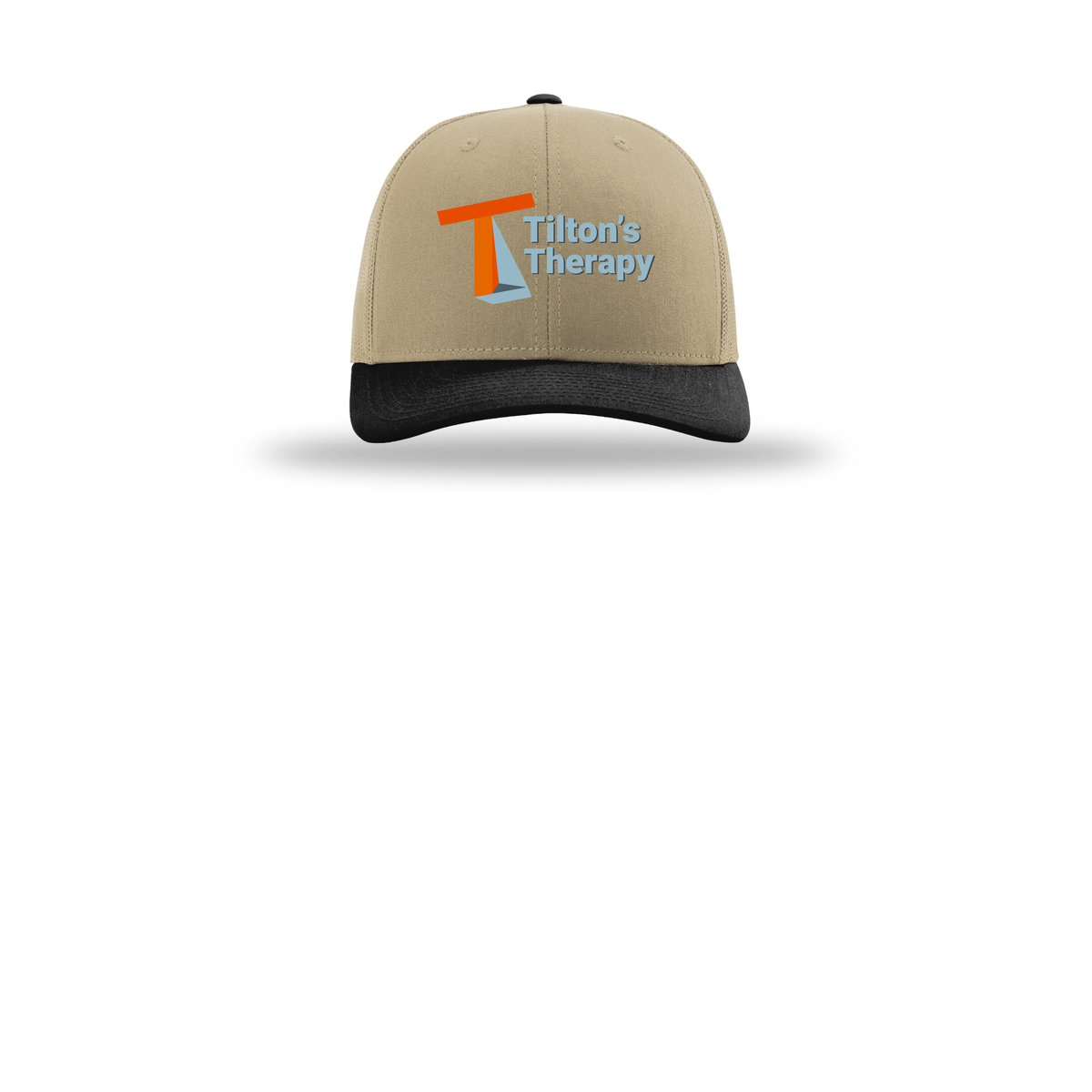 tiltonstherapy-richardson-trucker-cap-embroidery-capfront-R112-khakikhakiblack-flat-front