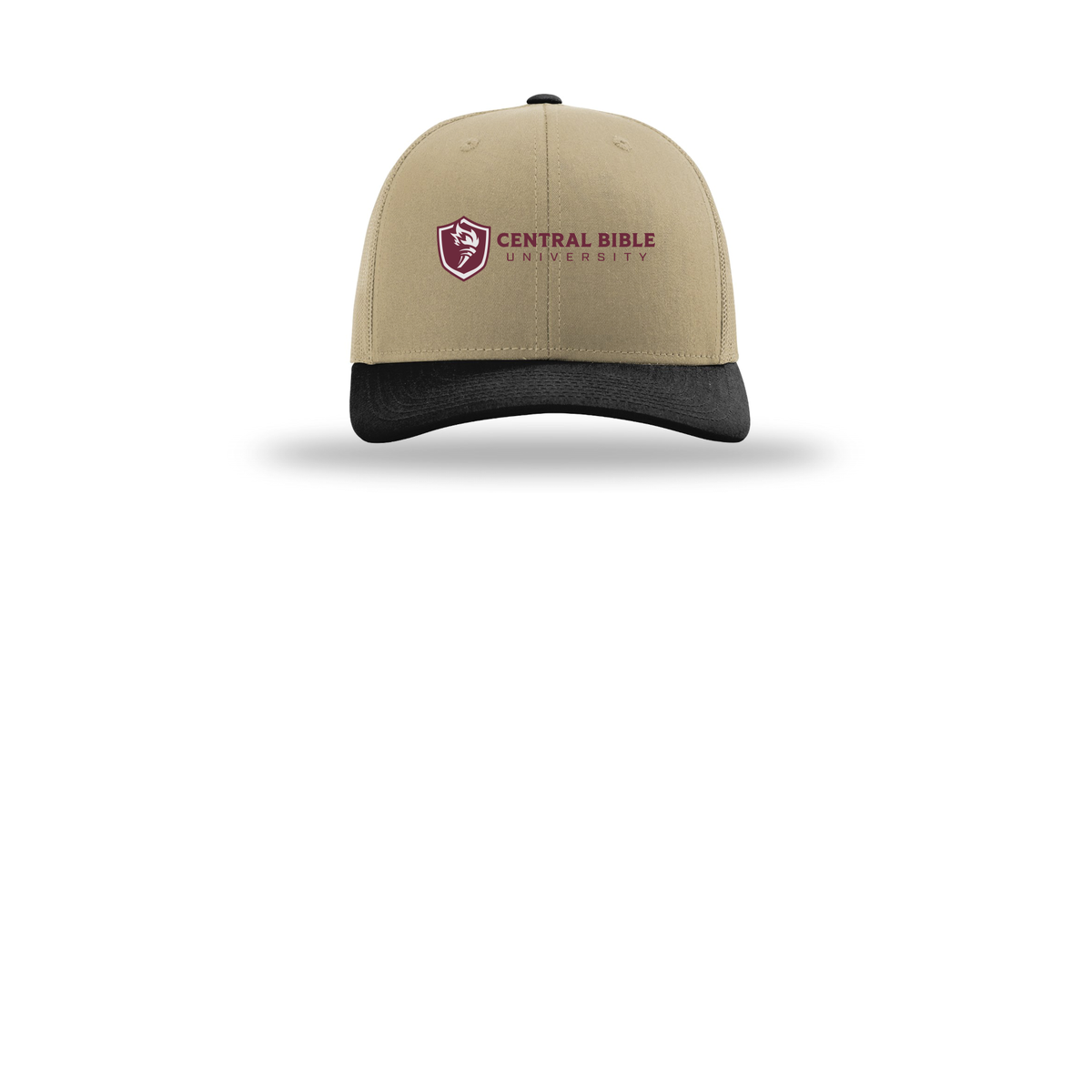 centralbible-richardson-trucker-cap-embroidery-capfront-R112-khakikhakiblack-flat-front