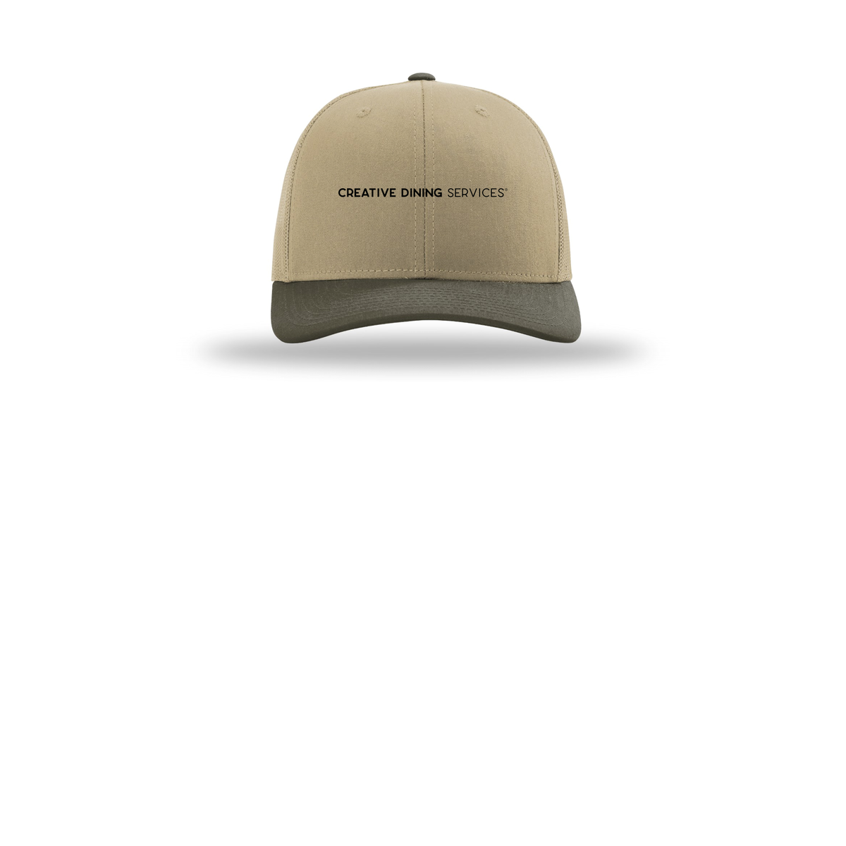 creativedining-richardson-trucker-cap-embroidery-capfront-R112-khakikhakichocolatechip-flat-front