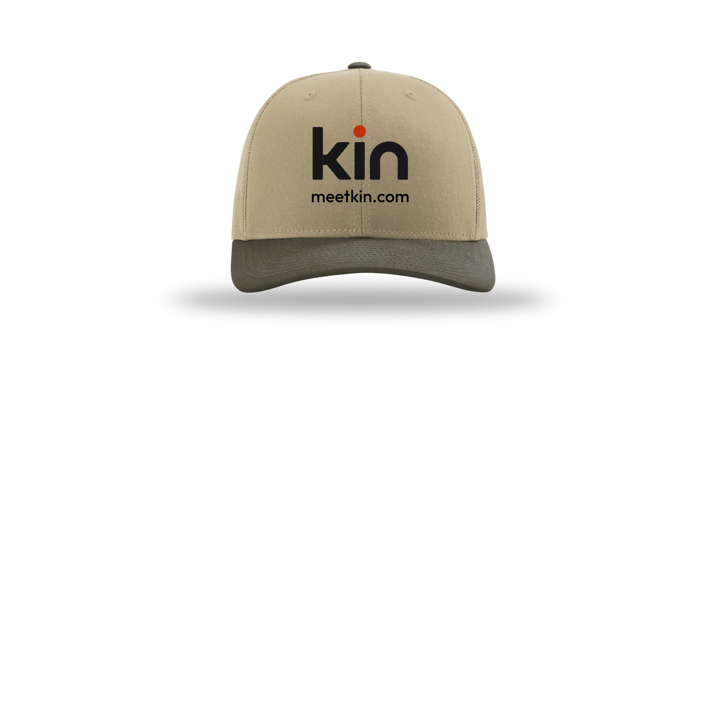 kin-richardson-trucker-cap-embroidery-capfront-R112-khakikhakichocolatechip-flat-front