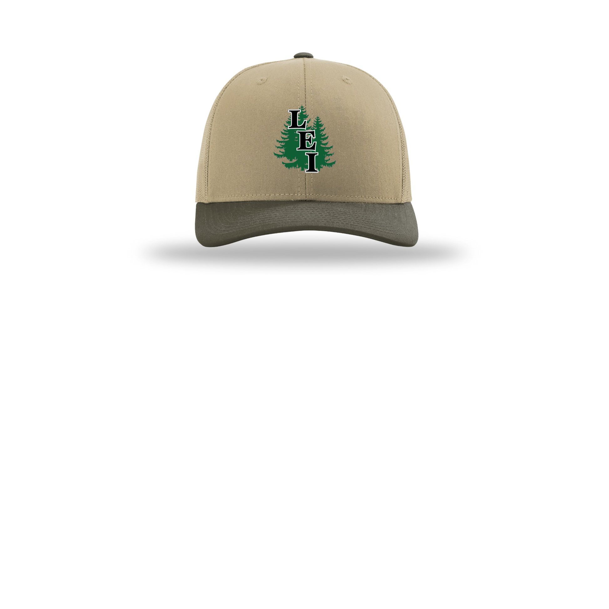 leisite-richardson-trucker-cap-embroidery-capfront-R112-khakikhakichocolatechip-flat-front