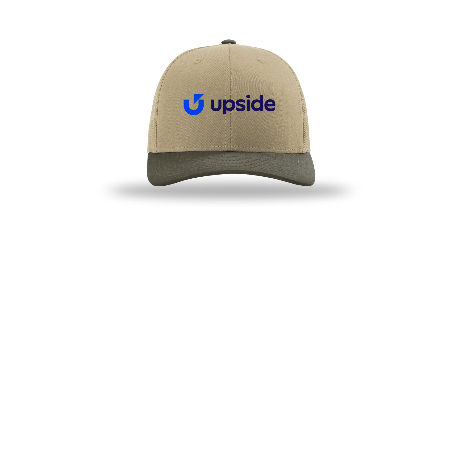 upside-richardson-trucker-cap-embroidery-capfront-R112-khakikhakichocolatechip-flat-front
