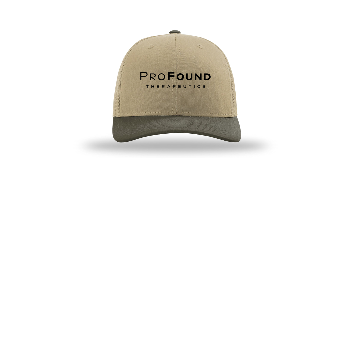 profoundtx-richardson-trucker-cap-embroidery-capfront-R112-khakikhakichocolatechip-flat-front