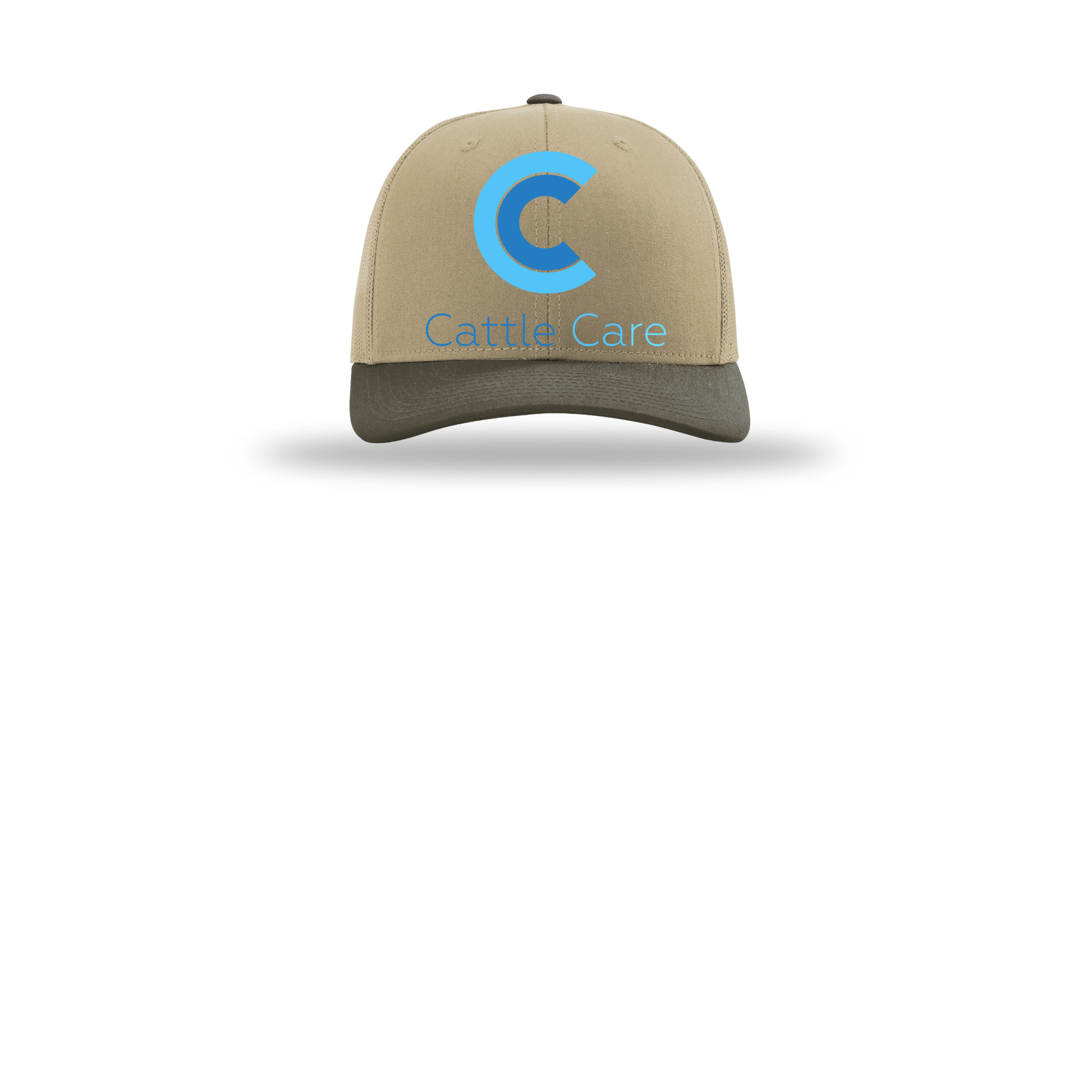 cattle-care-richardson-trucker-cap-embroidery-capfront-R112-khakikhakichocolatechip-flat-front