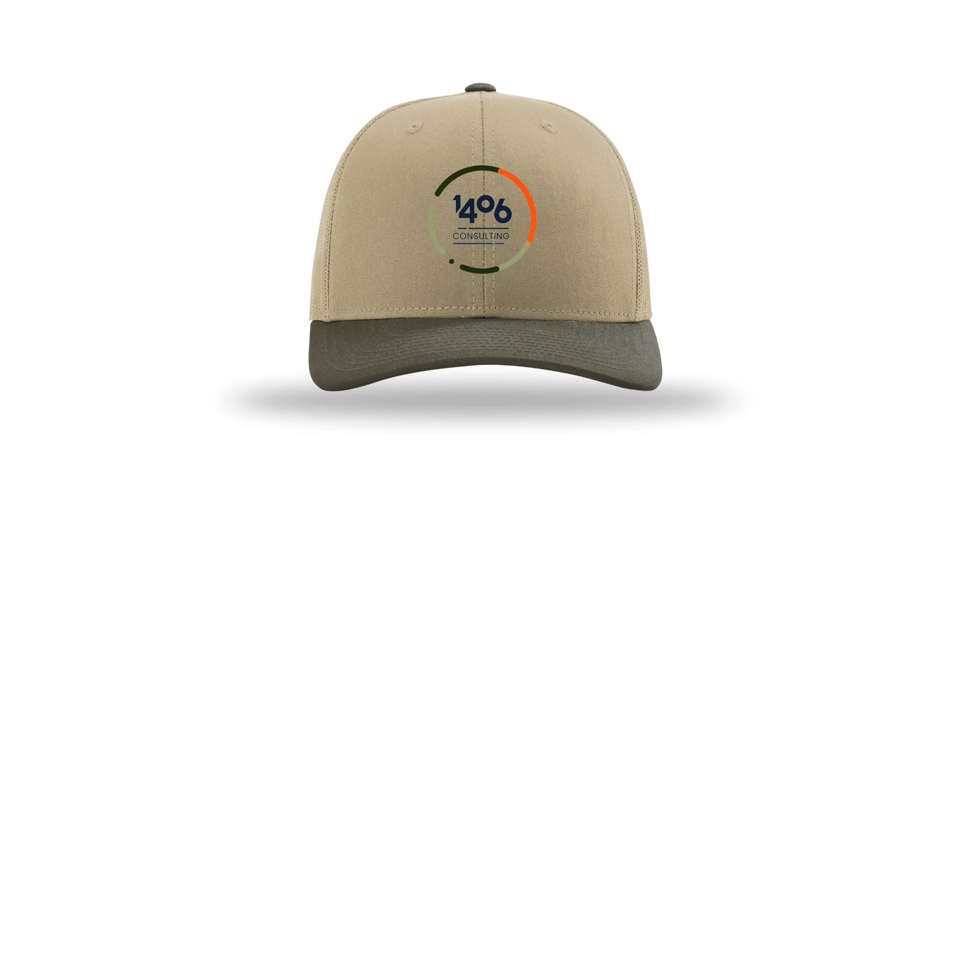 1406consulting-richardson-trucker-cap-embroidery-capfront-R112-khakikhakichocolatechip-flat-front