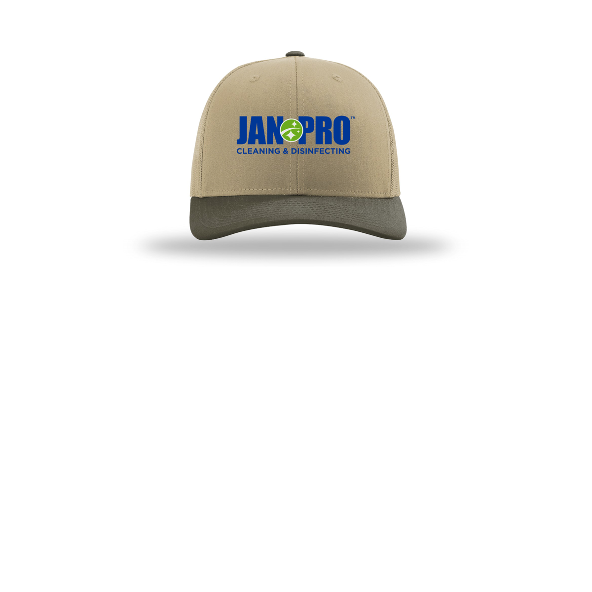 jan-pro-richardson-trucker-cap-embroidery-capfront-R112-khakikhakichocolatechip-flat-front