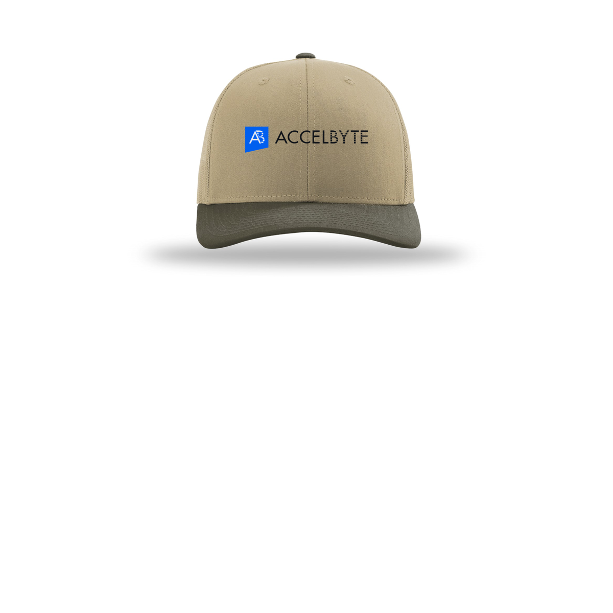 accelbyte-richardson-trucker-cap-embroidery-capfront-R112-khakikhakichocolatechip-flat-front
