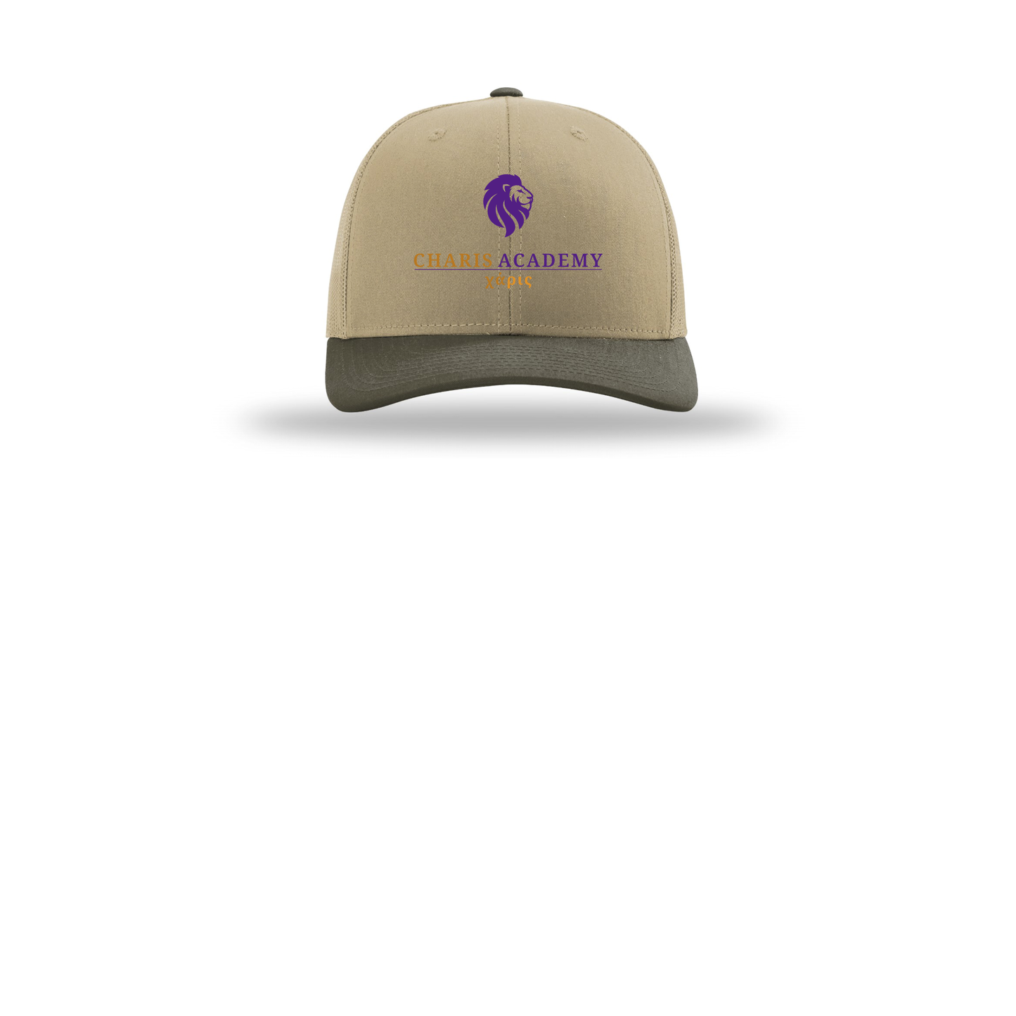 cahazleton-richardson-trucker-cap-embroidery-capfront-R112-khakikhakichocolatechip-flat-front