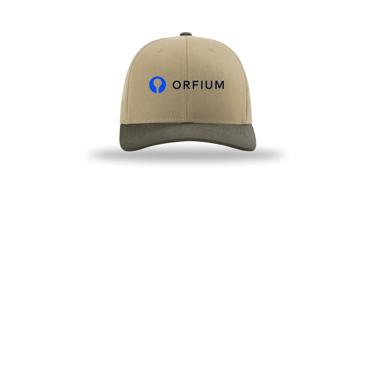 orfium-richardson-trucker-cap-embroidery-capfront-R112-khakikhakichocolatechip-flat-front