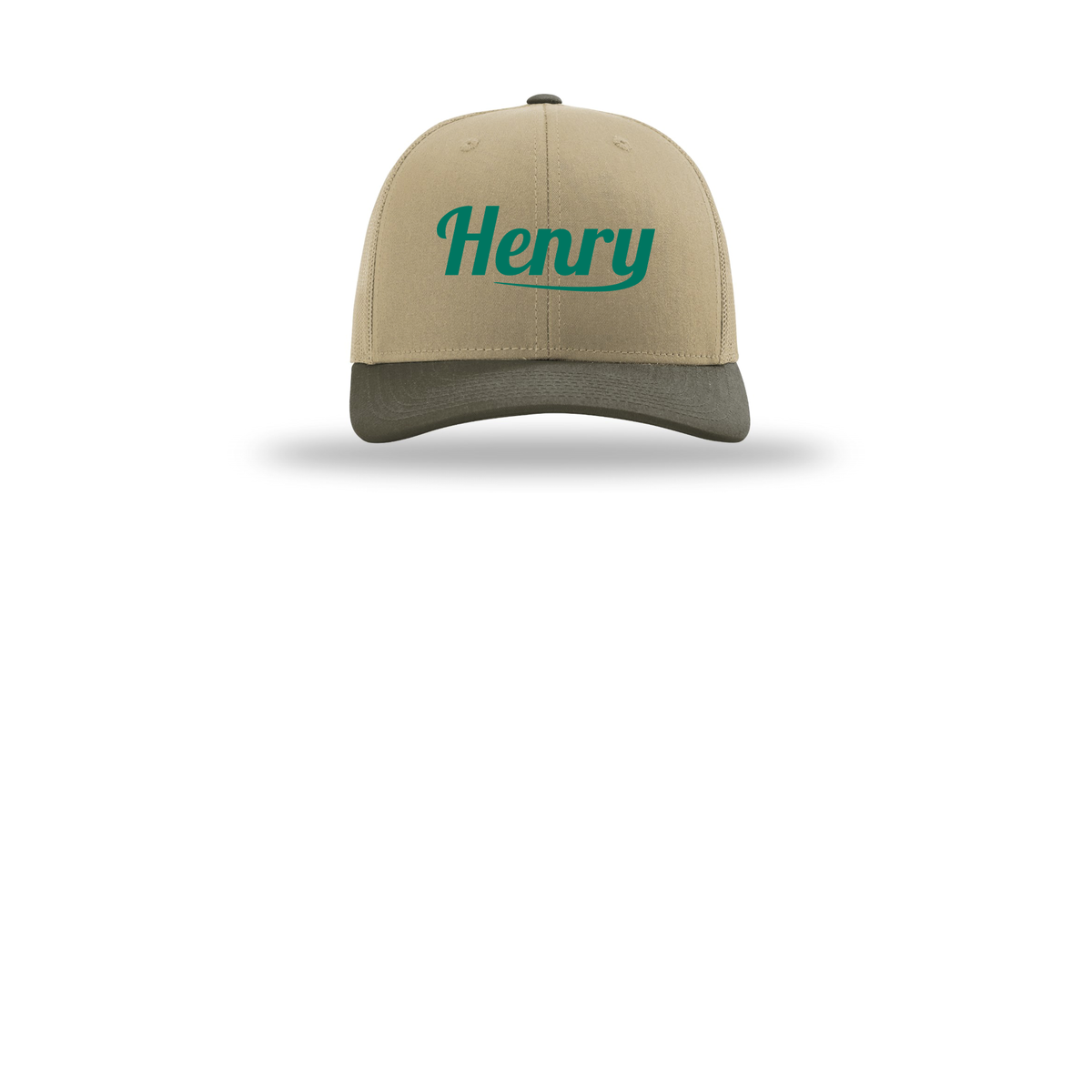 henrymeds-richardson-trucker-cap-embroidery-capfront-R112-khakikhakichocolatechip-flat-front
