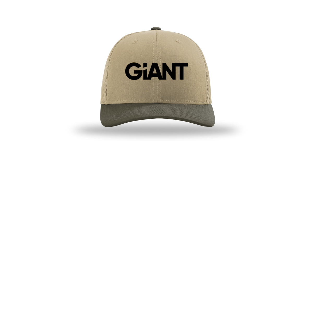 giantworldwide-richardson-trucker-cap-embroidery-capfront-R112-khakikhakichocolatechip-flat-front
