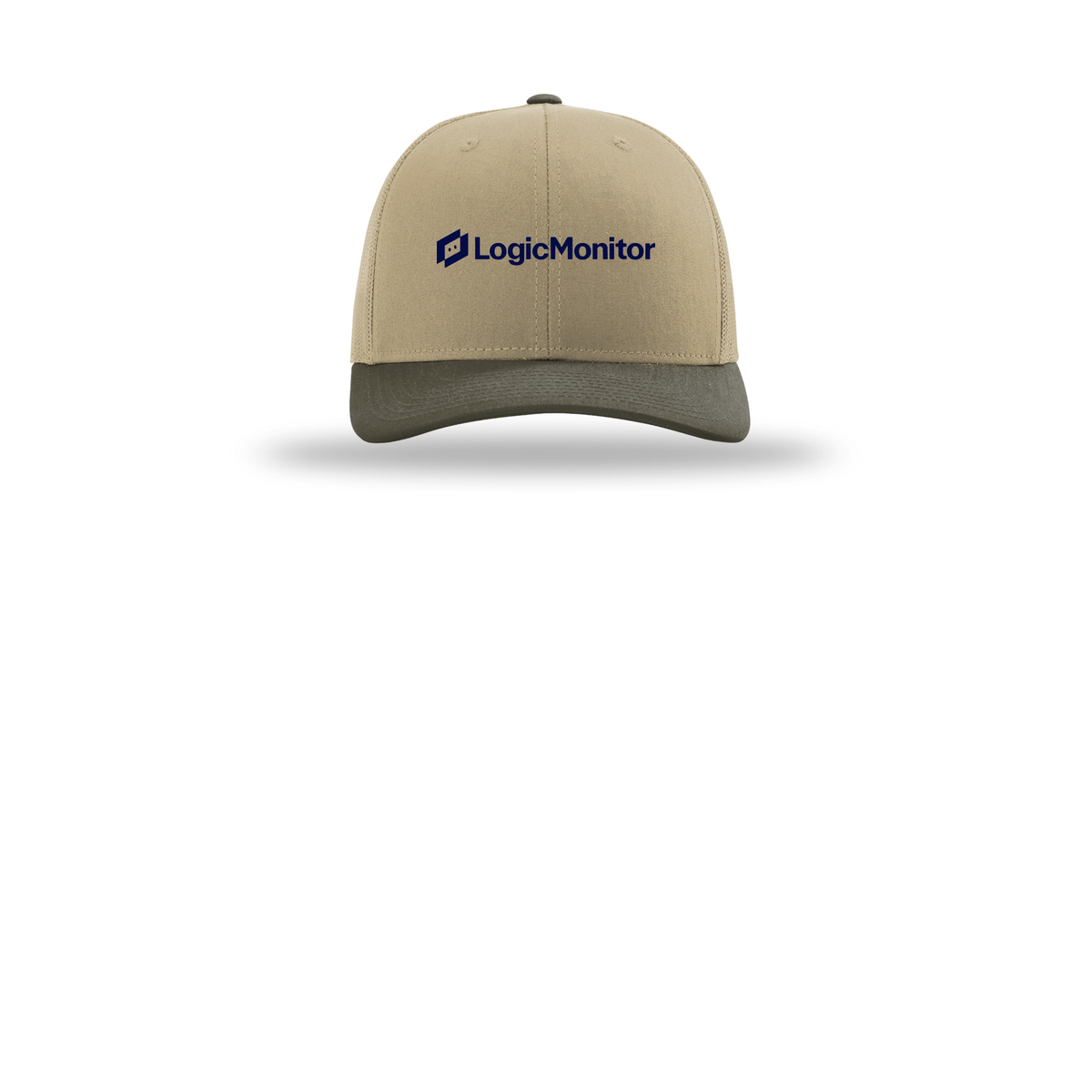logicmonitor-richardson-trucker-cap-embroidery-capfront-R112-khakikhakichocolatechip-flat-front