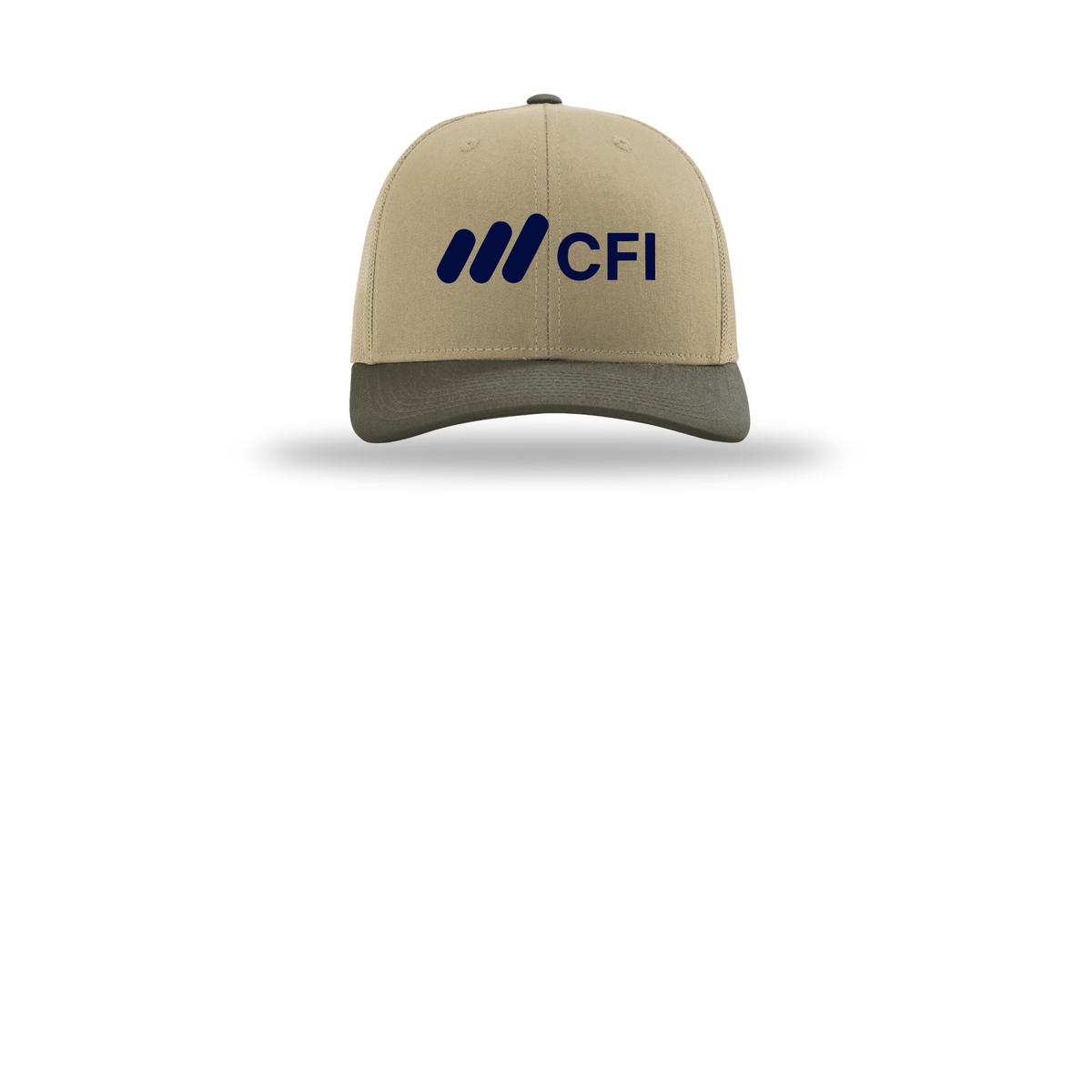 corporatefinanceinstitute-richardson-trucker-cap-embroidery-capfront-R112-khakikhakichocolatechip-flat-front