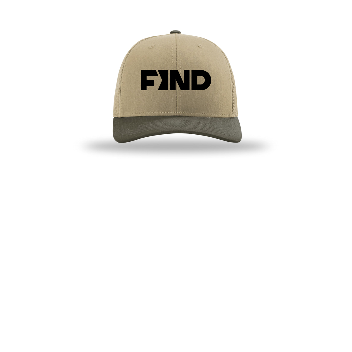 findrealestate-richardson-trucker-cap-embroidery-capfront-R112-khakikhakichocolatechip-flat-front