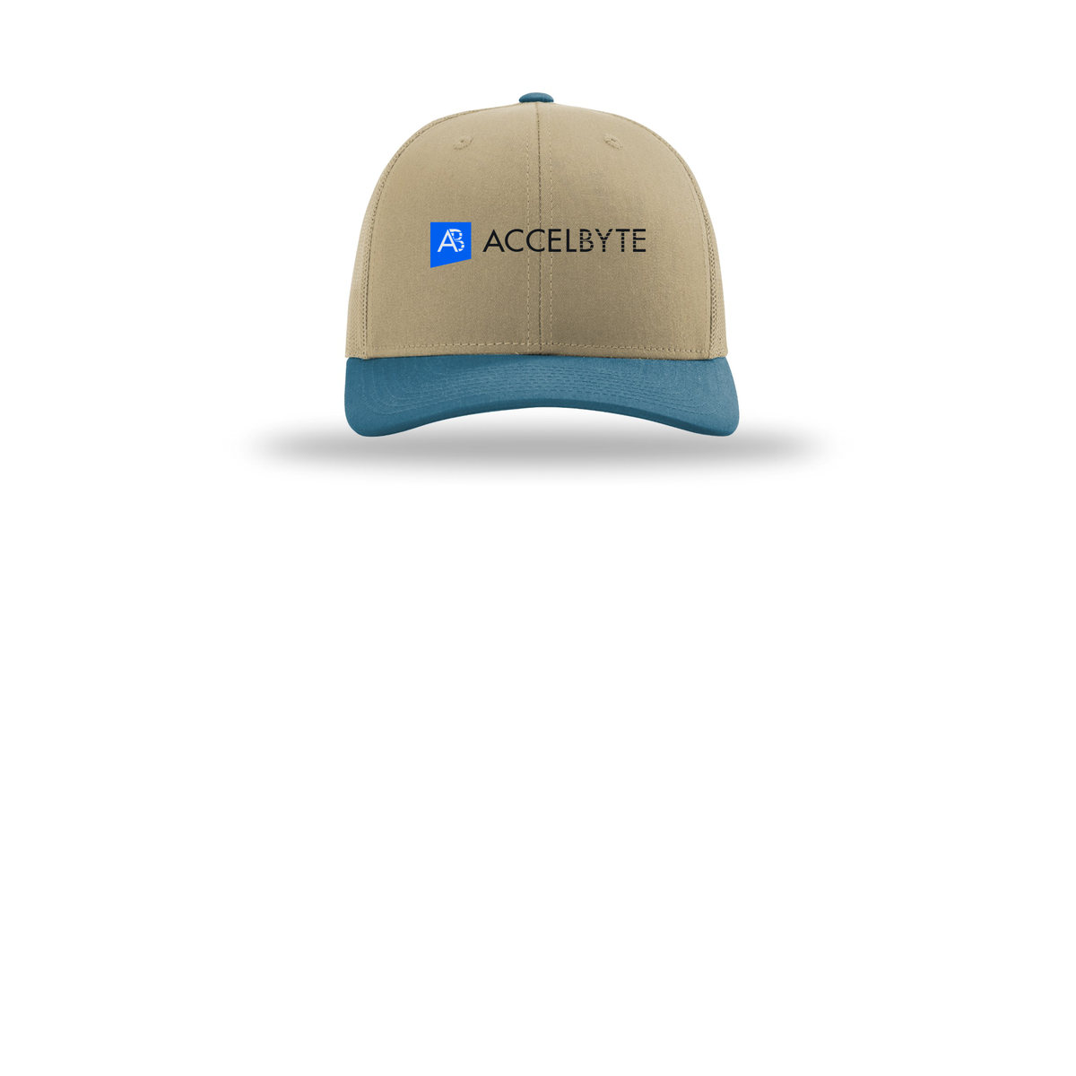 accelbyte-richardson-trucker-cap-embroidery-capfront-R112-khakikhakilegionblue-flat-front