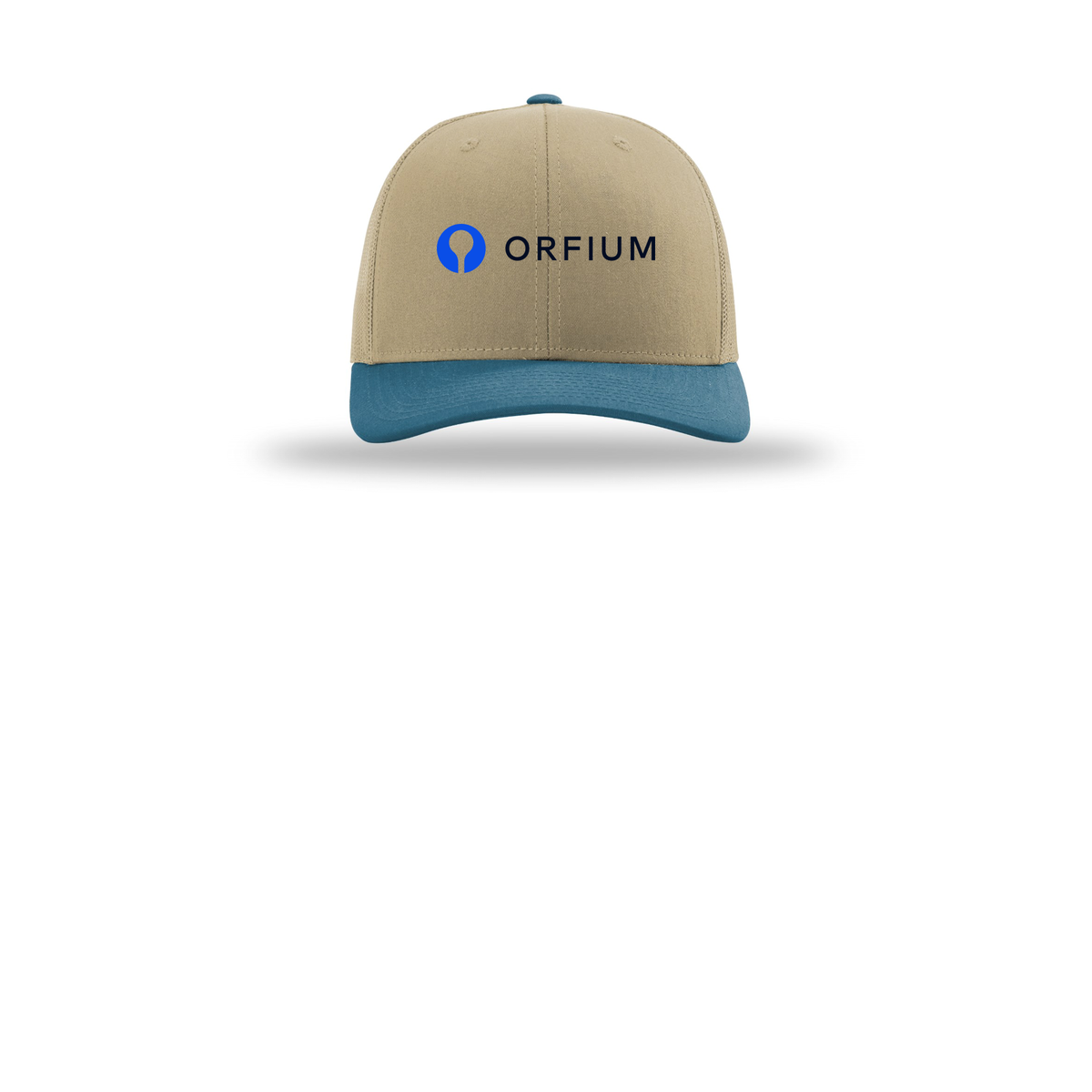 orfium-richardson-trucker-cap-embroidery-capfront-R112-khakikhakilegionblue-flat-front