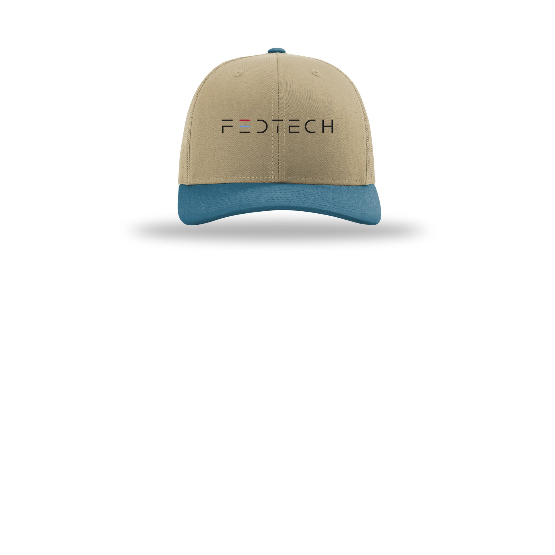 fedtech-richardson-trucker-cap-embroidery-capfront-R112-khakikhakilegionblue-flat-front